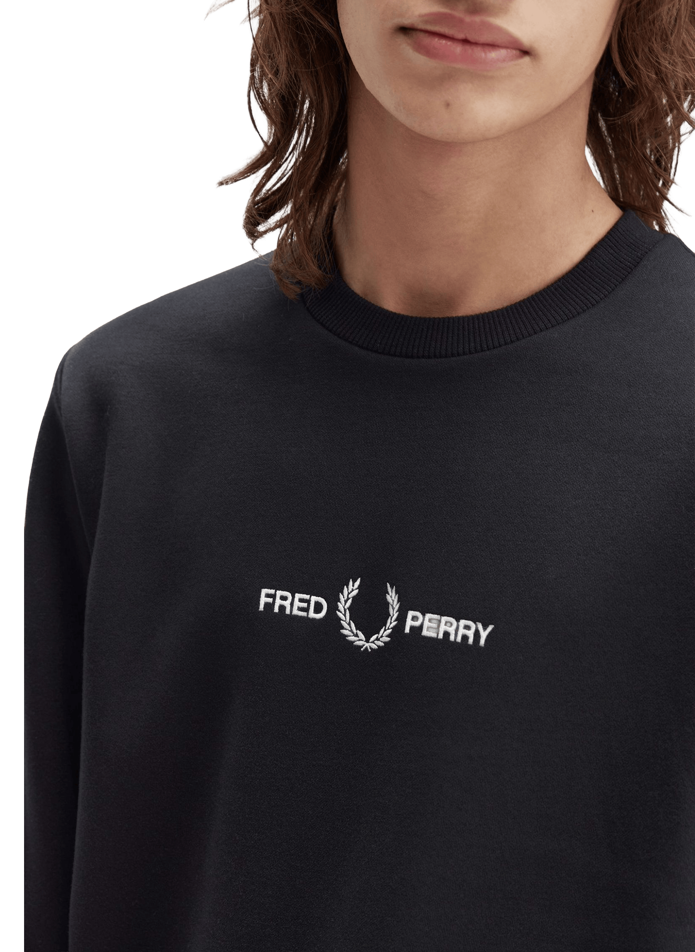 Sweatshirt with round neck embroidery logo FRED PERRY Black