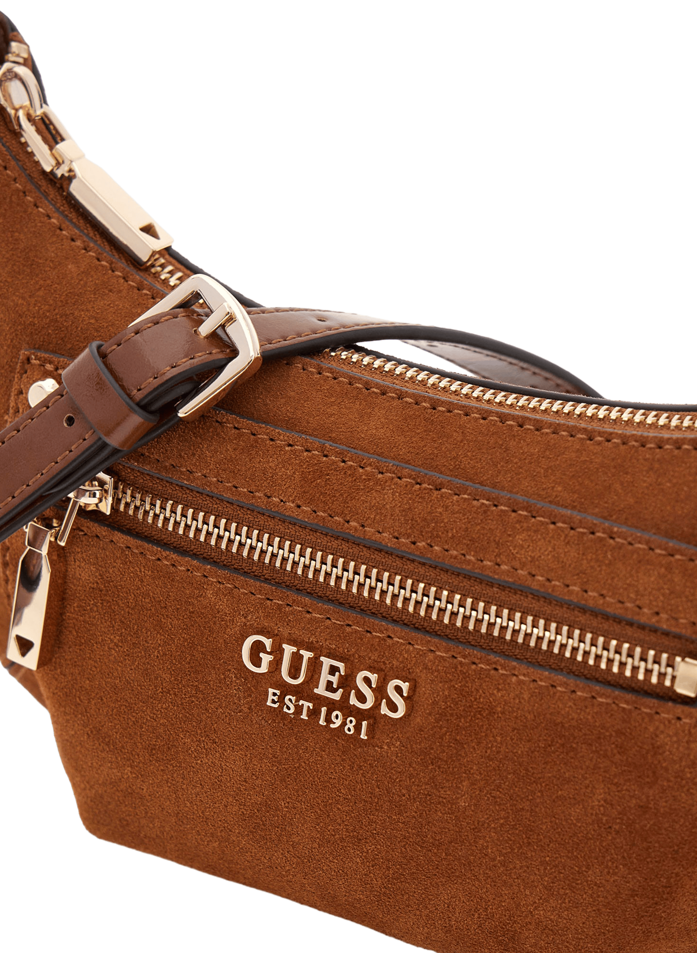 Marsha cowhide leather mini crossbody bag GUESS Brown