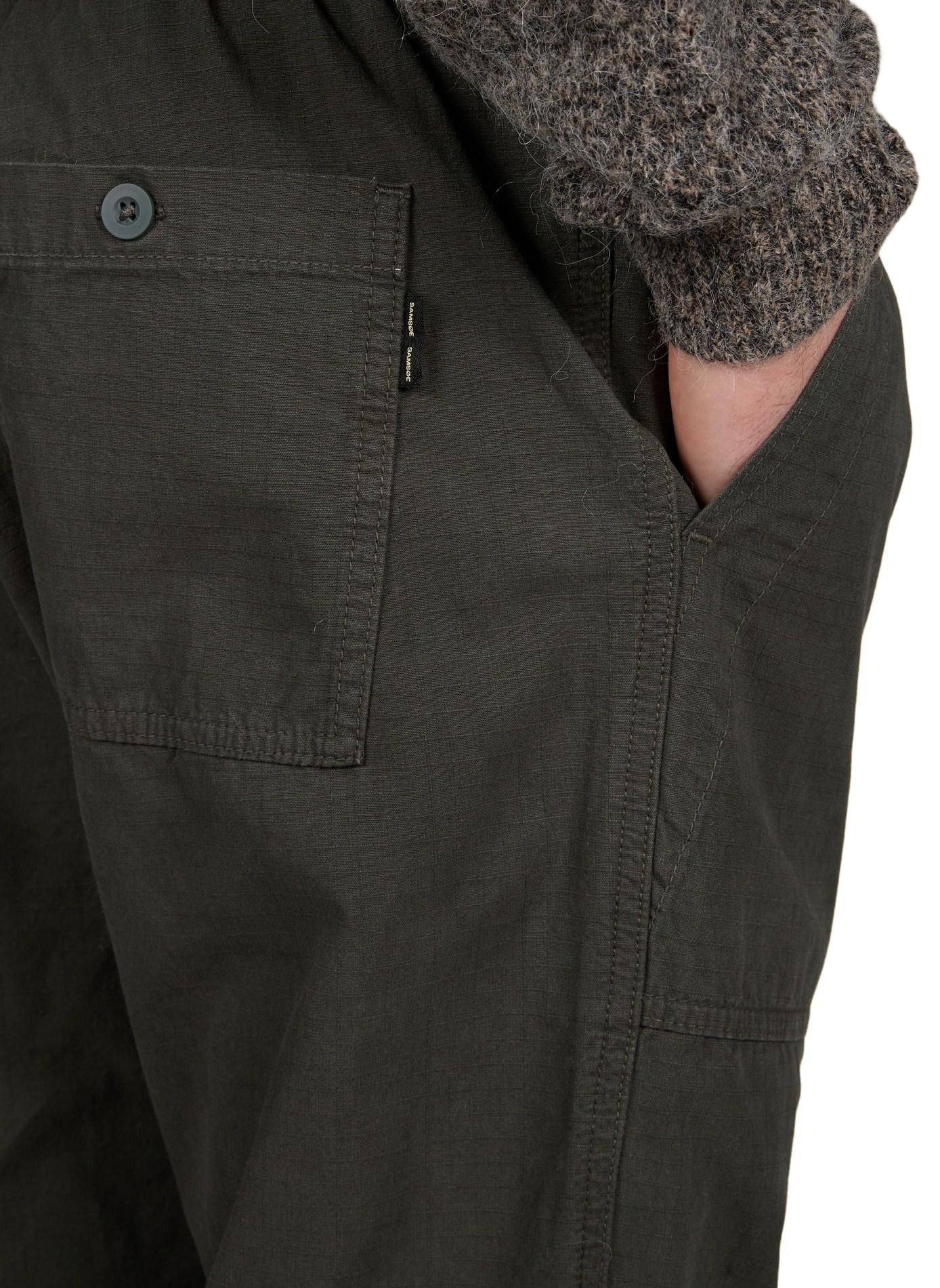 Sajabari Fly straight cotton trousers SAMSOE SAMSOE Khaki