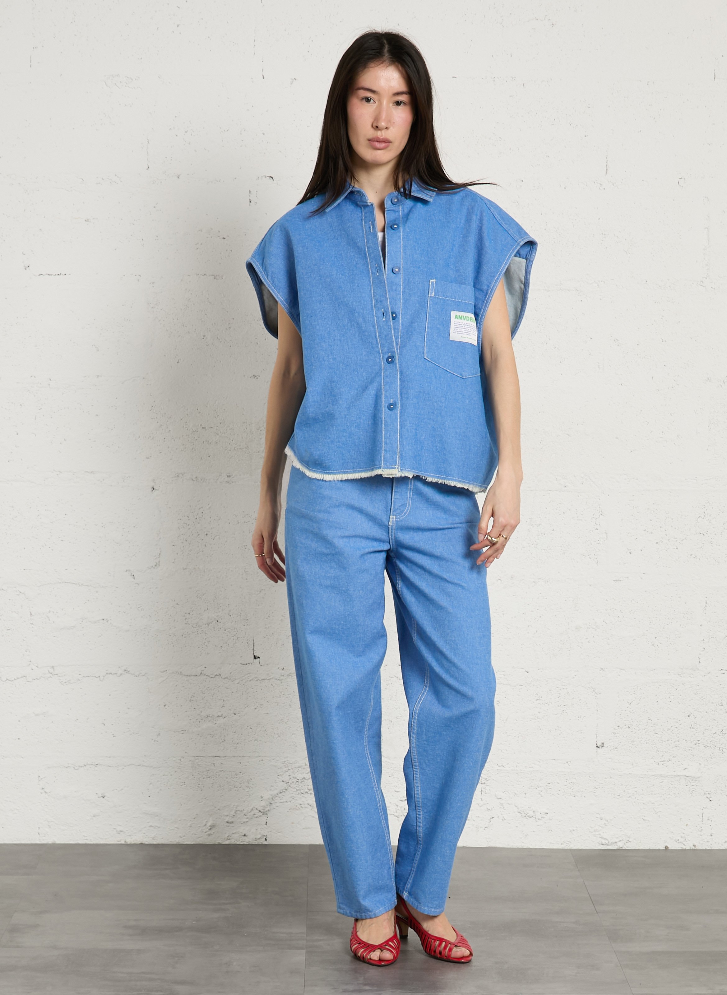 Chemise large boutonnée denim pusway AMERICAN VINTAGE Bleu