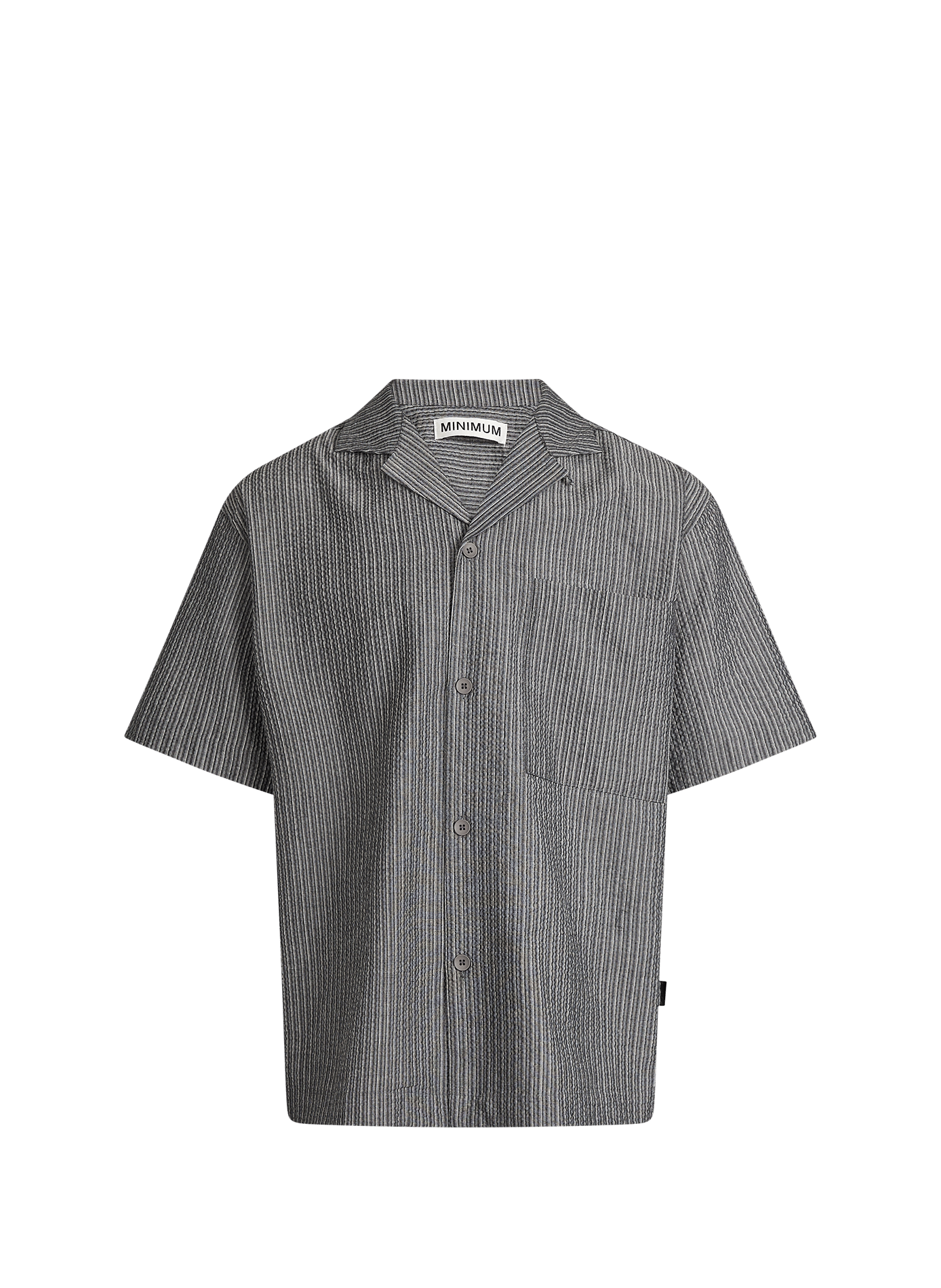 Textured short sleeve cotton blend shirt MINIMUM Grey