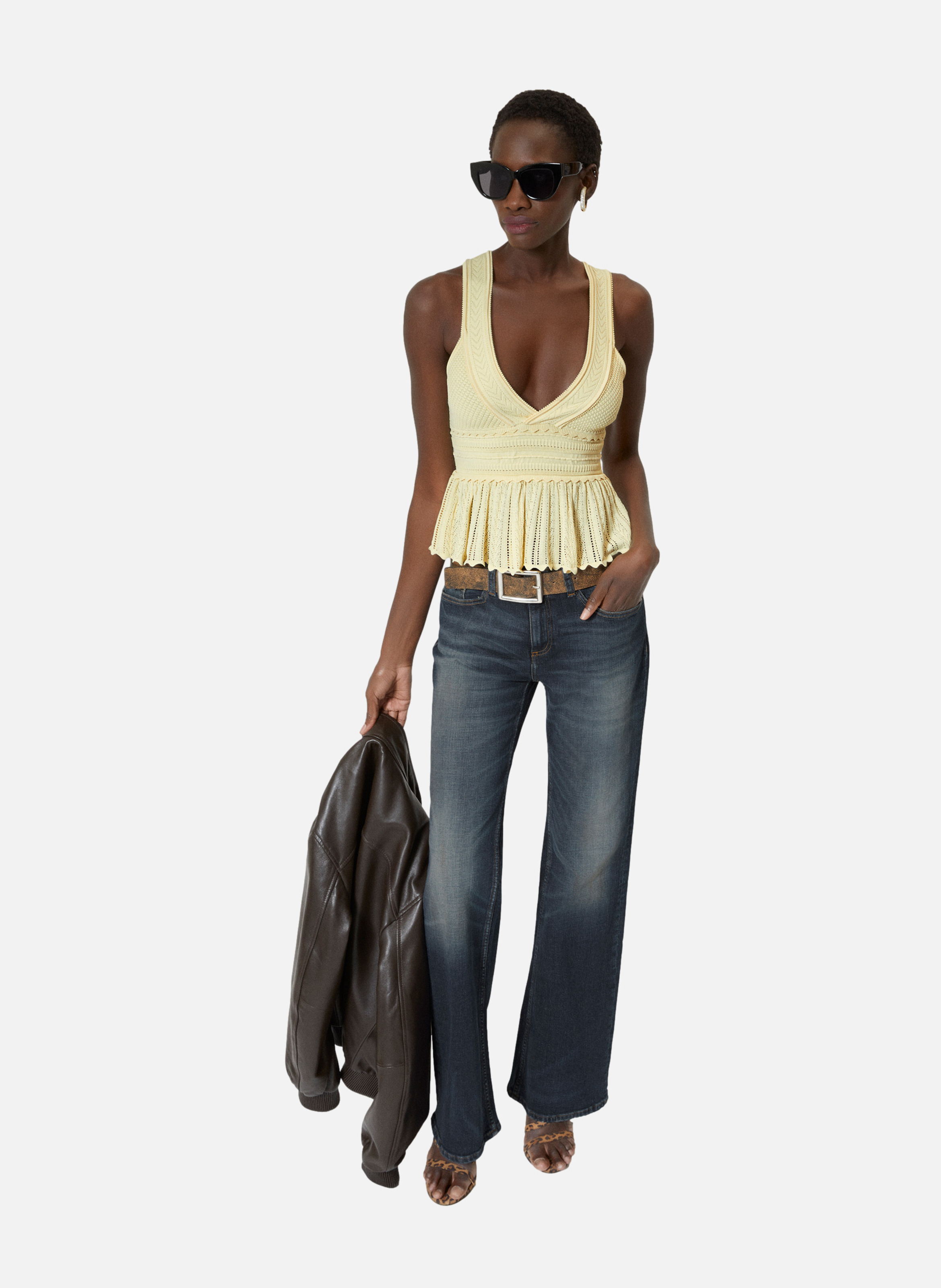 Top en maille ajourée THE KOOPLES Jaune