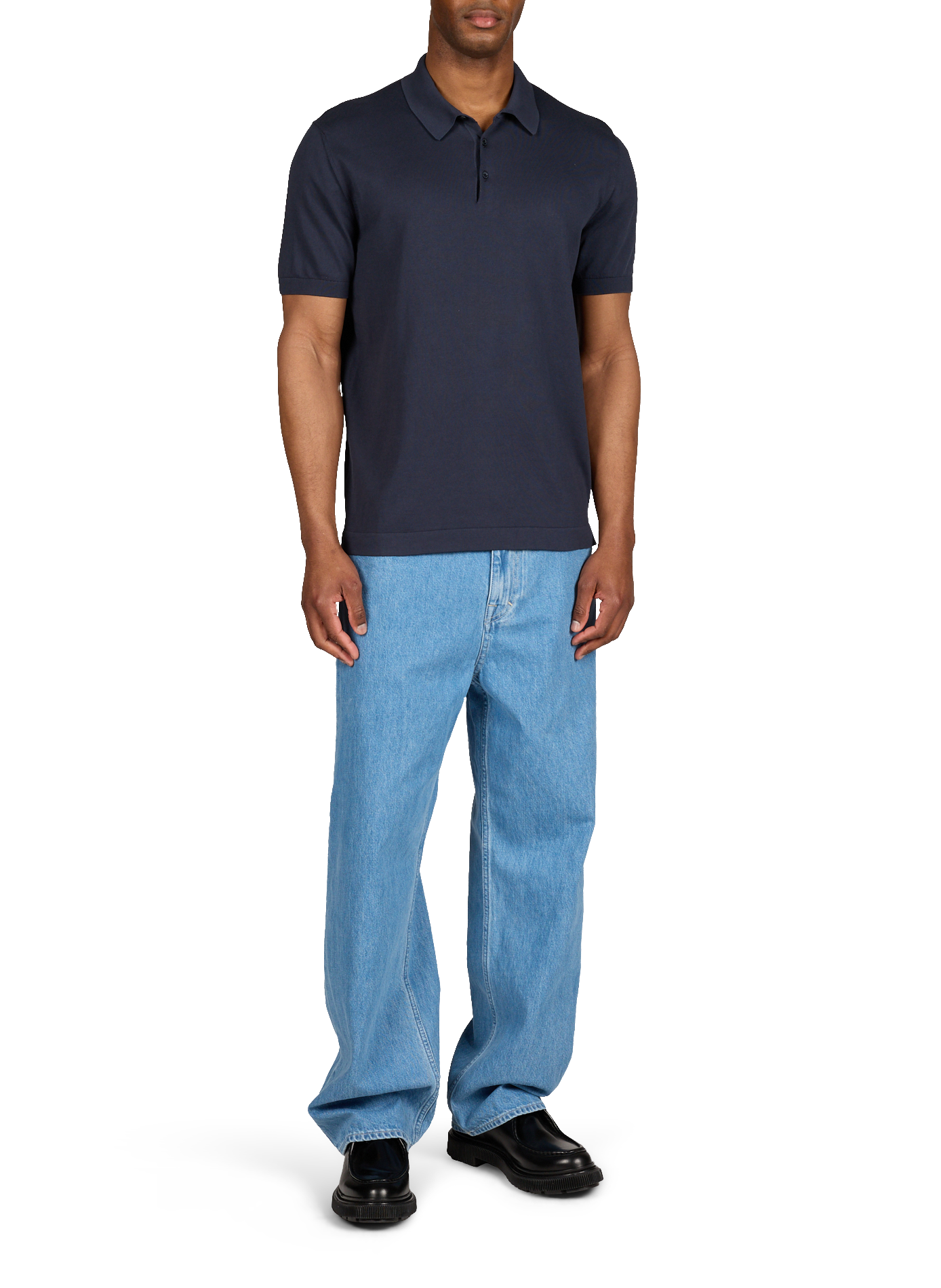 Polo manches courtes en coton CORNELIANI Bleu