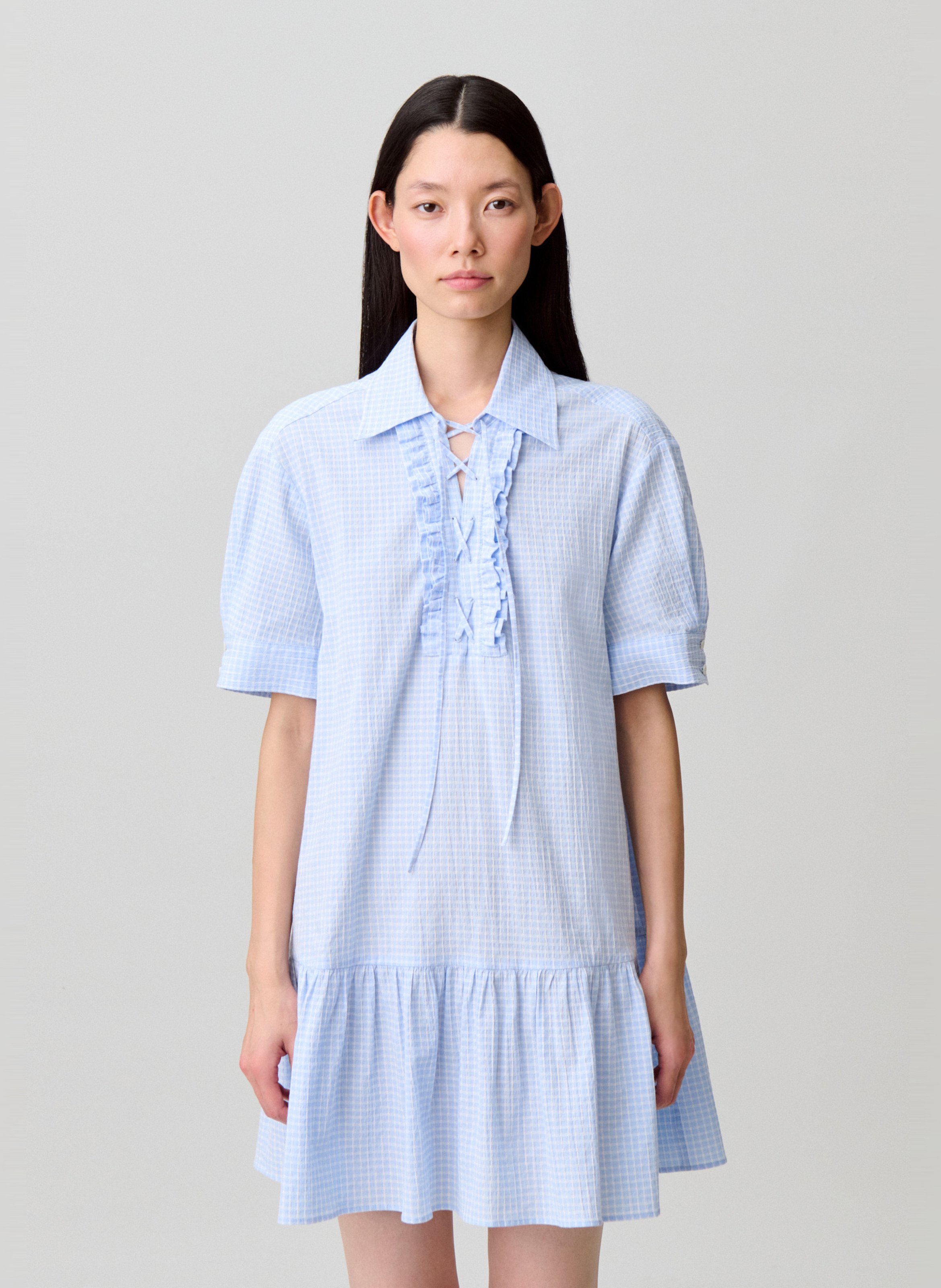 Robe curte col classique en coton mélangé imprimé CLAUDIE PIERLOT Multicolore