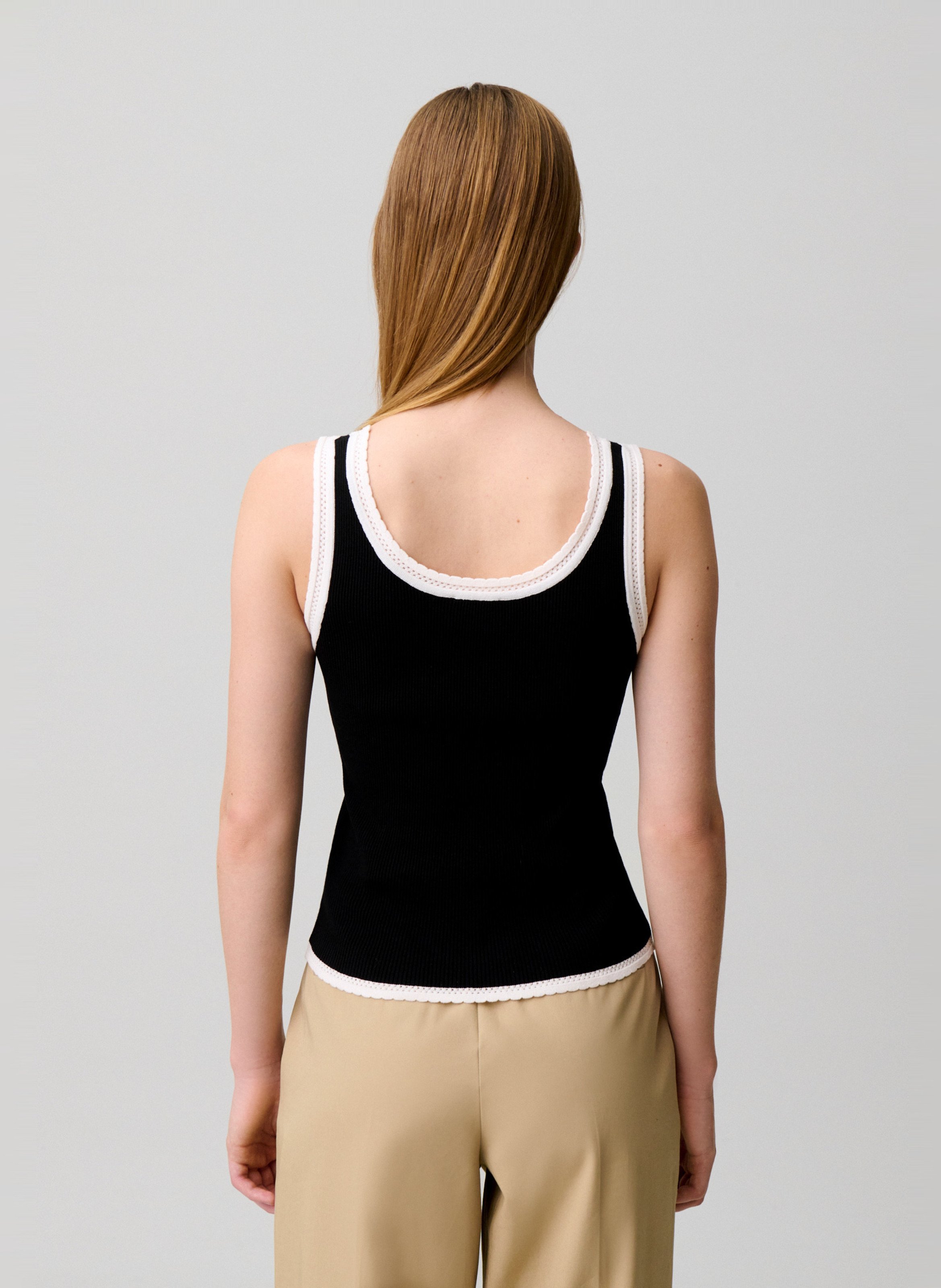 Débardeur ajusté à bords contrastés CLAUDIE PIERLOT Noir