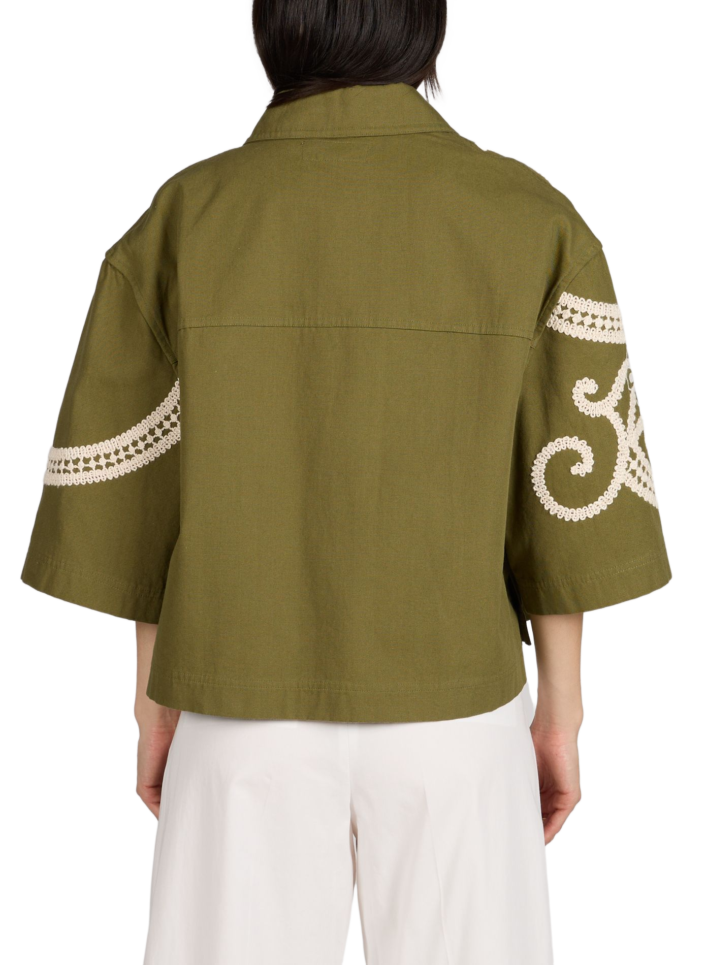 Embroidered cotton jacket MAX MARA WEEK END Khaki
