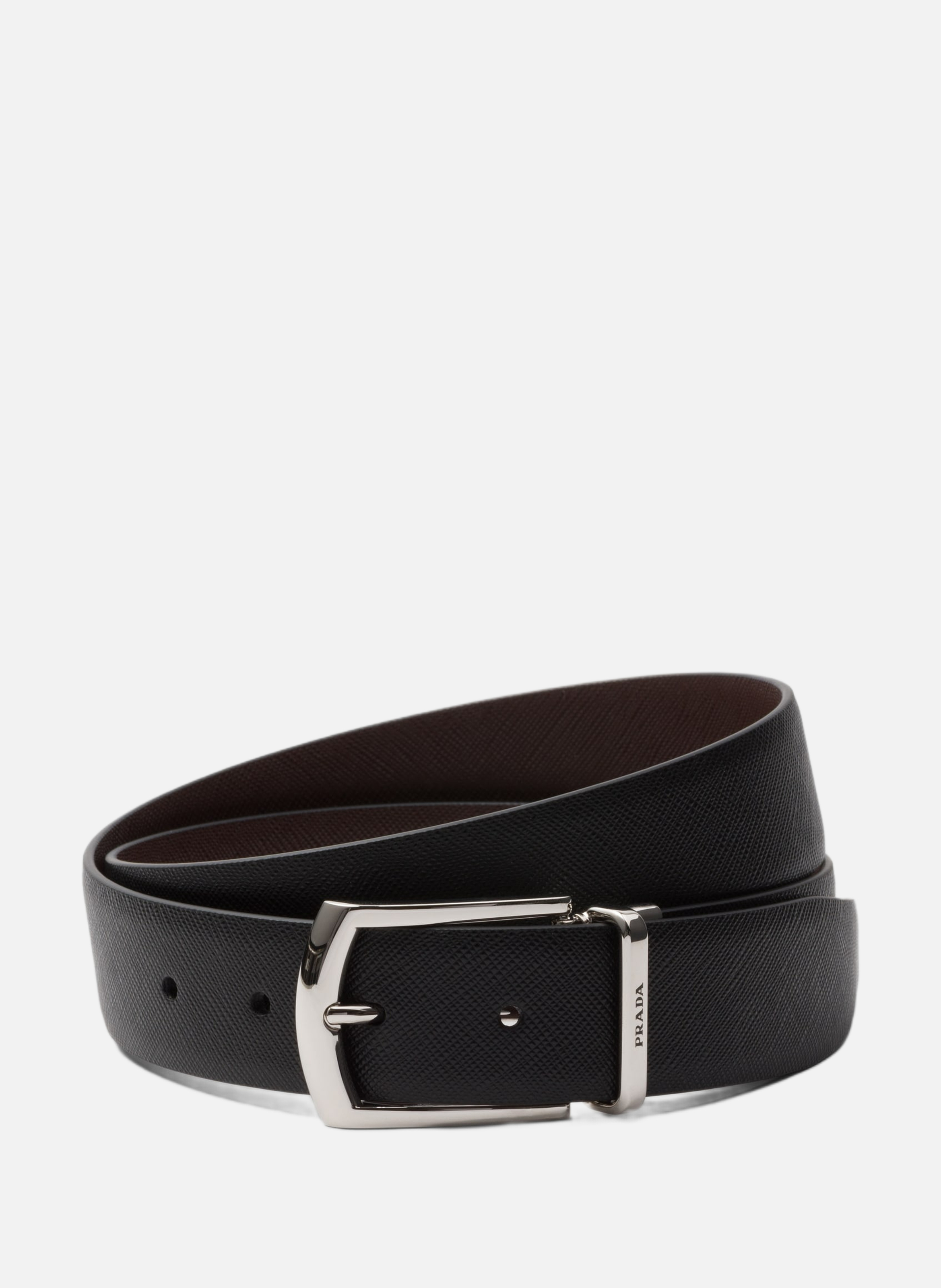 Ceinture réversible en cuir saffiano PRADA Noir