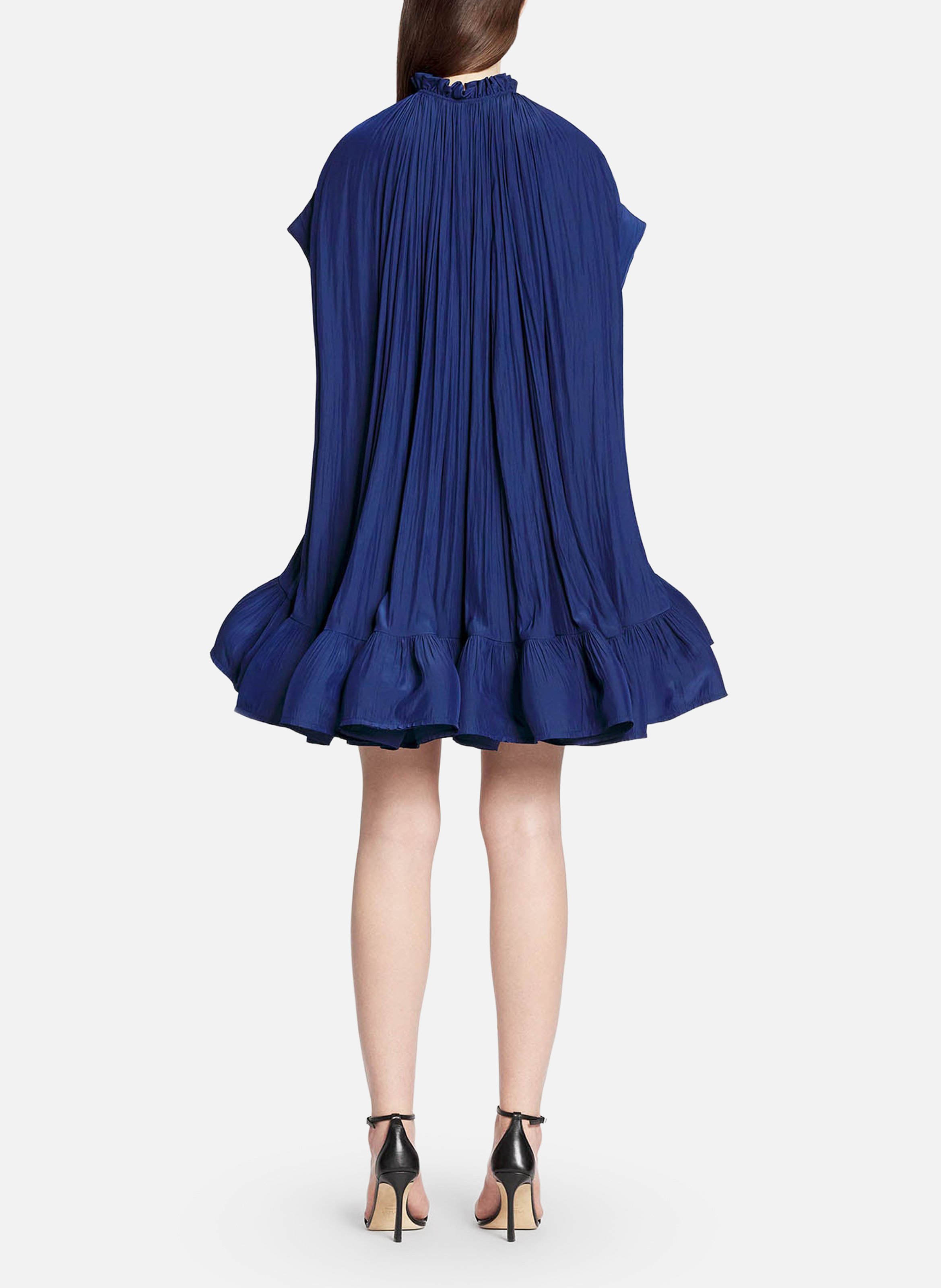 Robe courte en charmeuse LANVIN Bleu