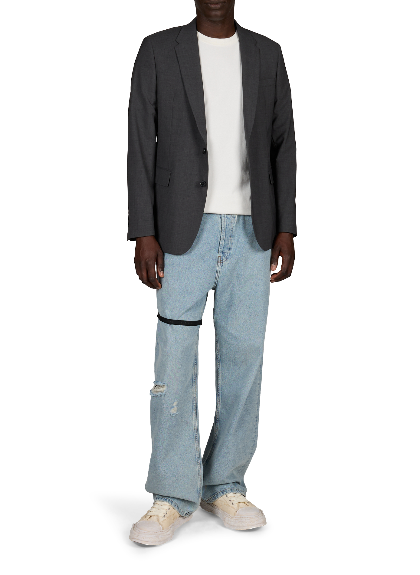 Blazer uni en laine mélangé AU PRINTEMPS PARIS Gris