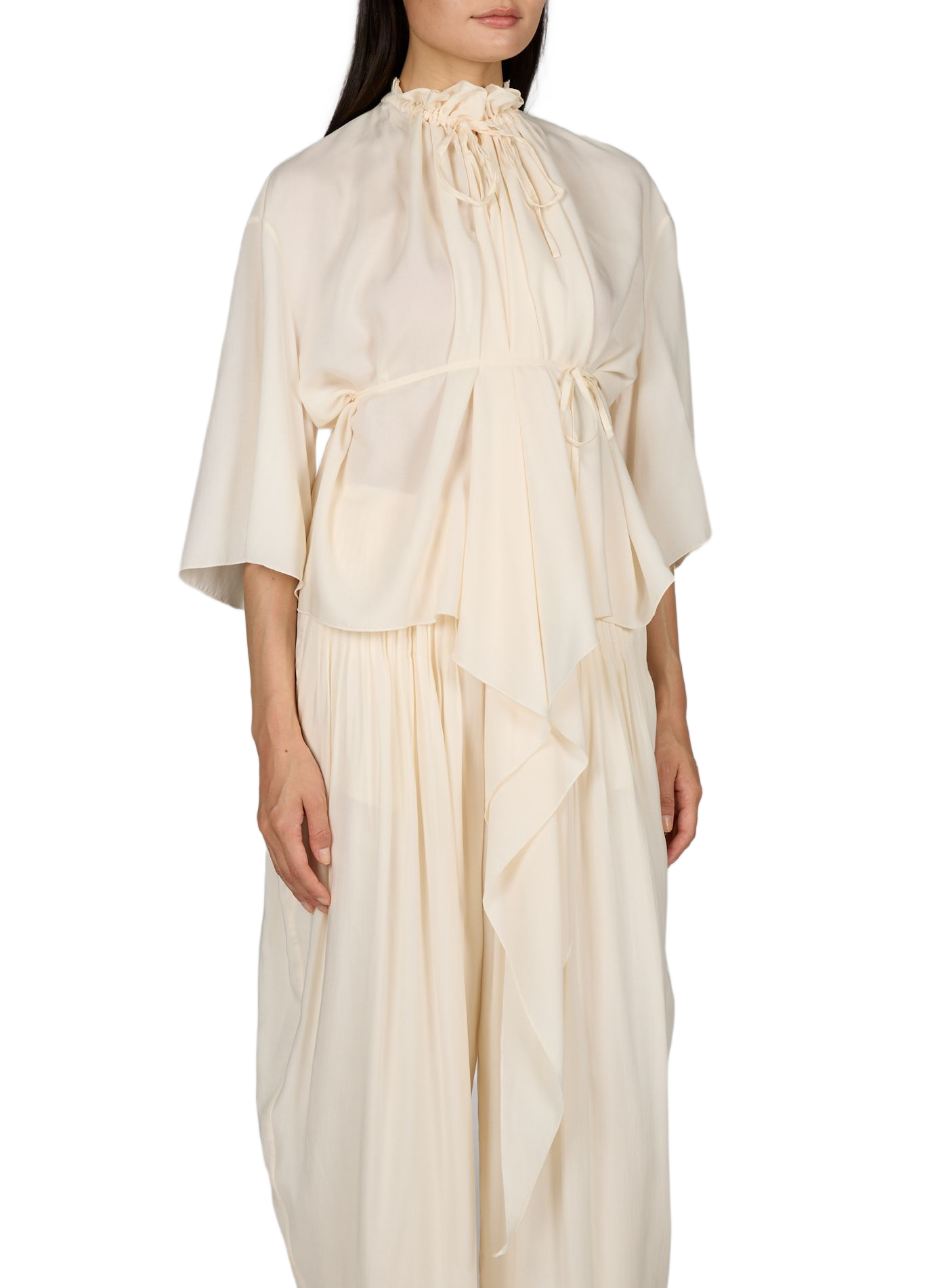 Weites Blusenhemd aus Seidenmischung LAMRONS Beige