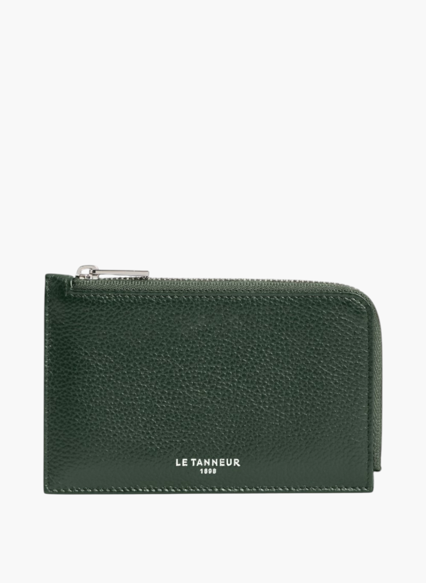 Porte cartes zippé albertine en cuir grainé LE TANNEUR Vert