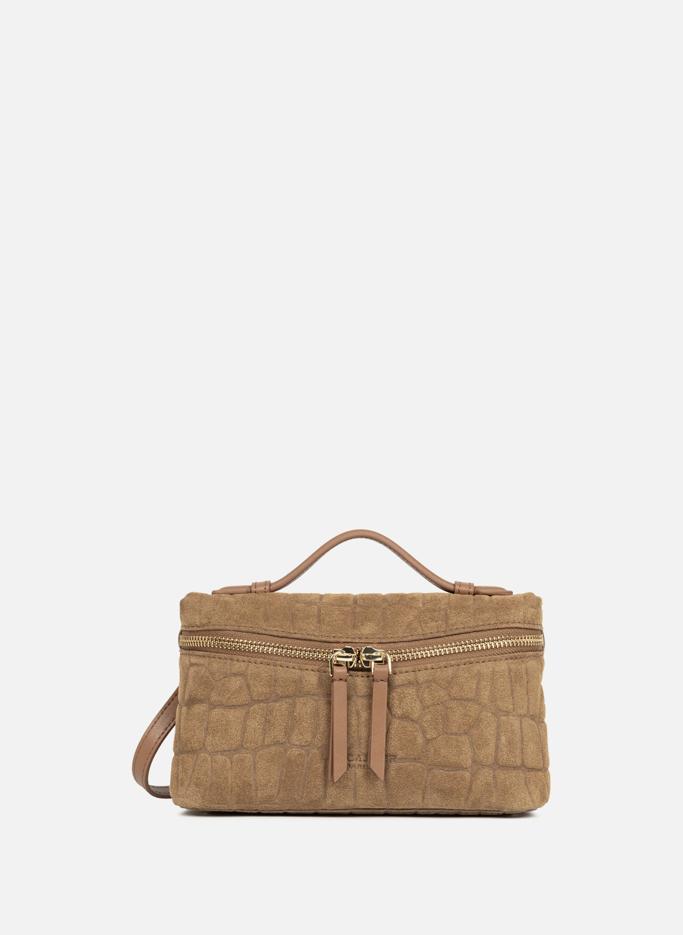 Petit sac boite - suède exo LANCASTER Marron