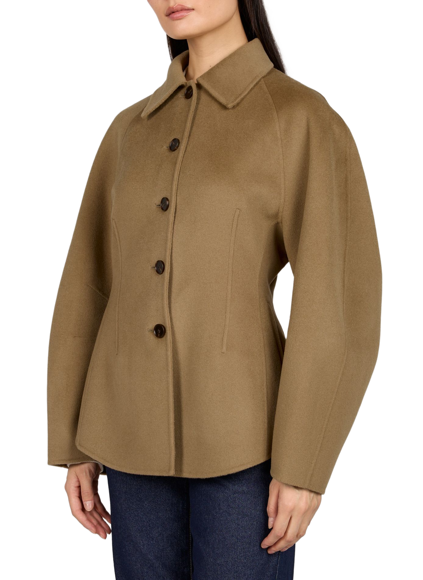 Veste sculpturale double face en laine et cachemire ROHE FRAMES Marron