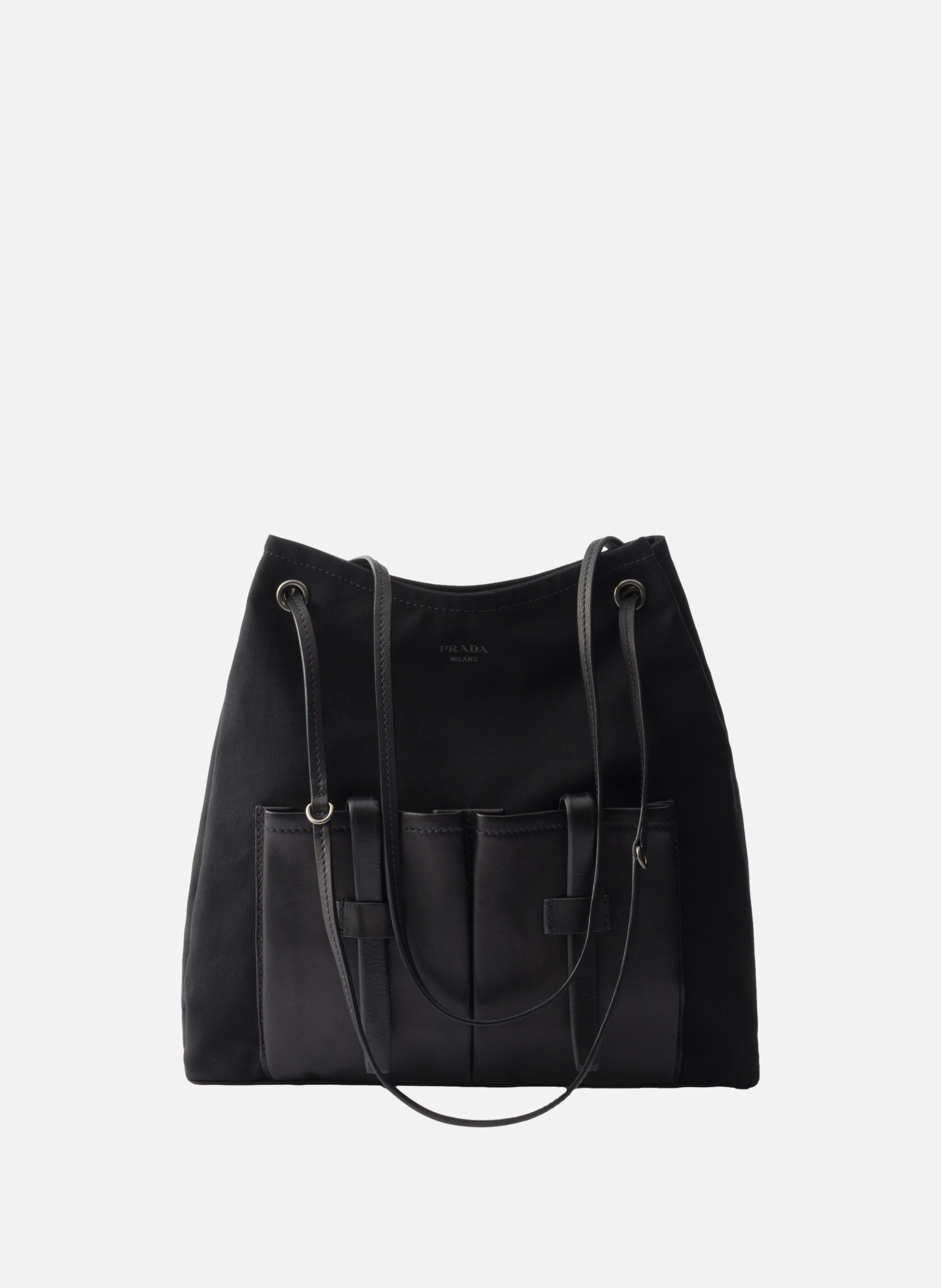 Grand sac prada route en toile et cuir PRADA Noir