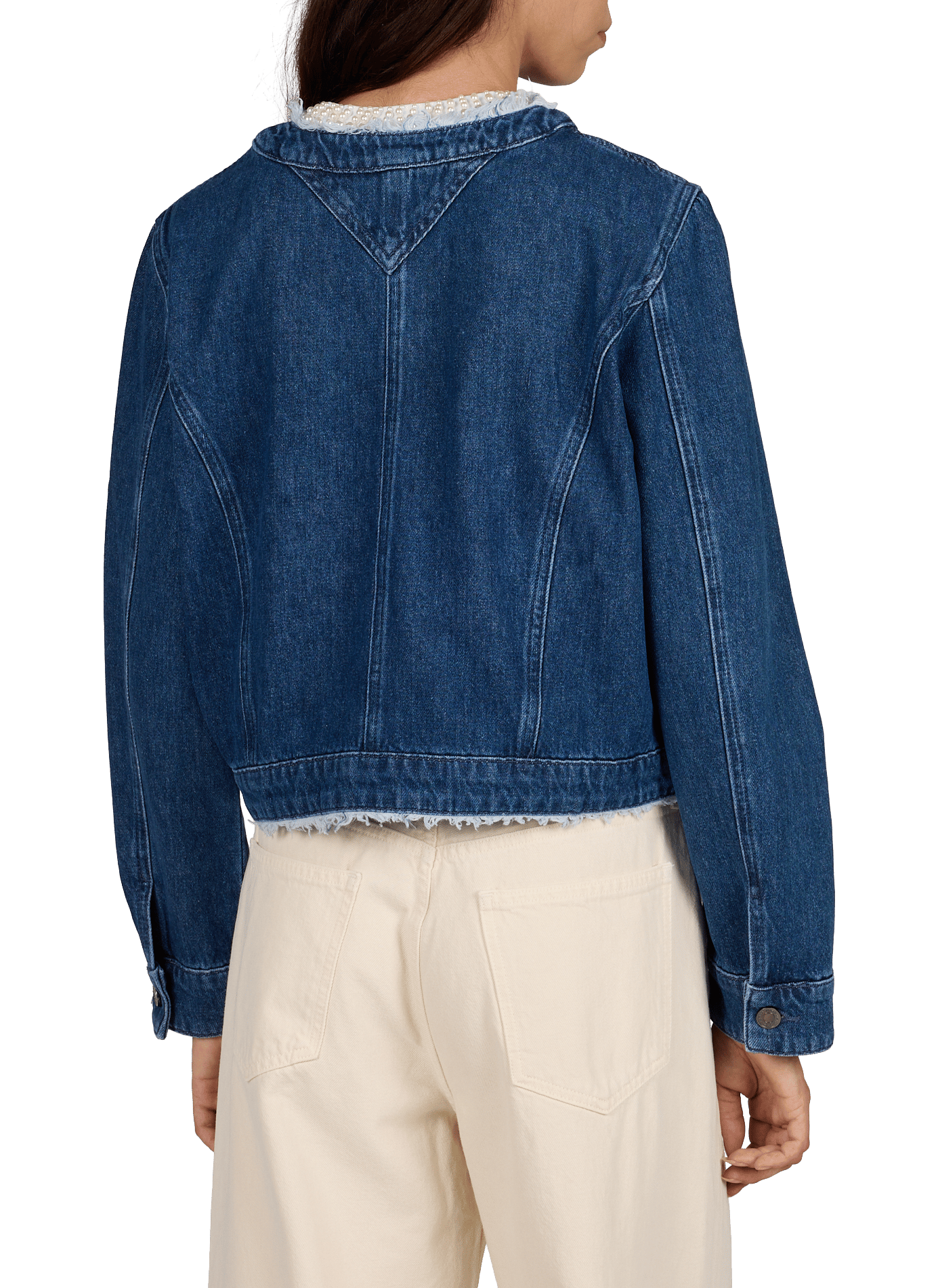 Veste col rond en denim KARL LAGERFELD Bleu