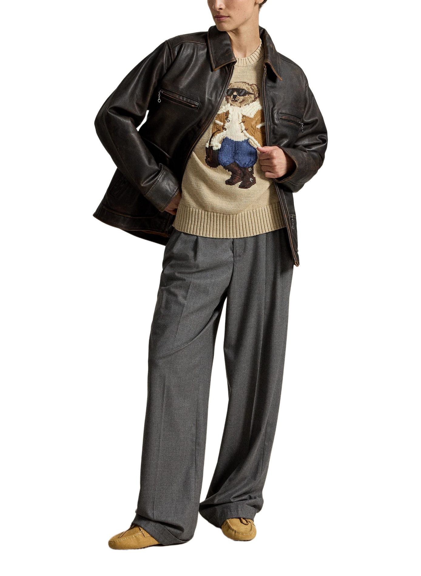 Gerade geschnittene Hose mit Bear-Logo aus Baumwolle POLO RALPH LAUREN Beige