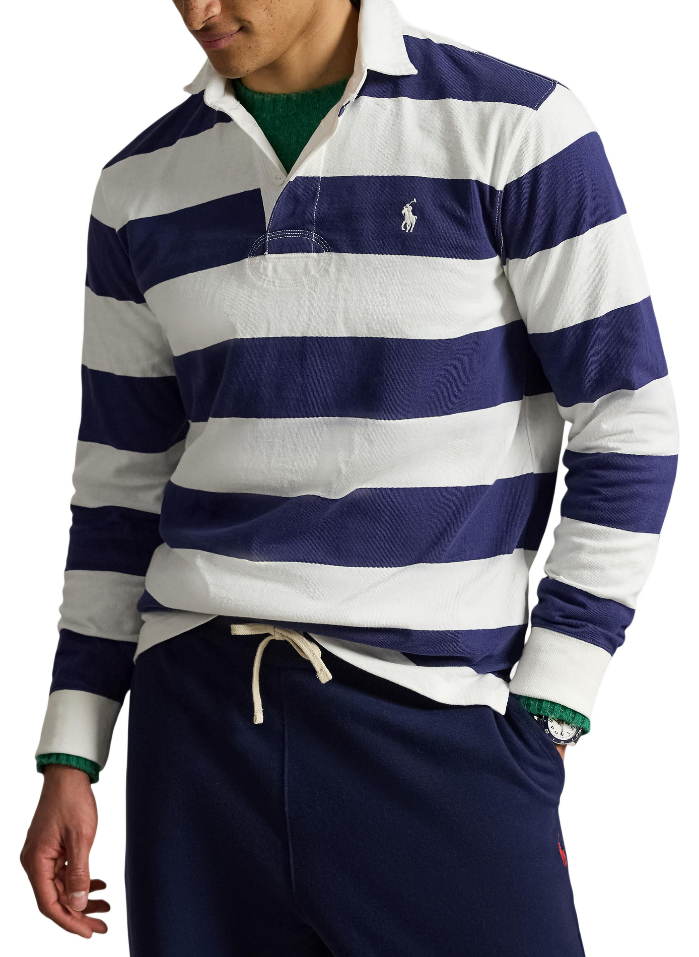 Polo rayé manches longues en coton | Beige POLO RALPH LAUREN Homme
