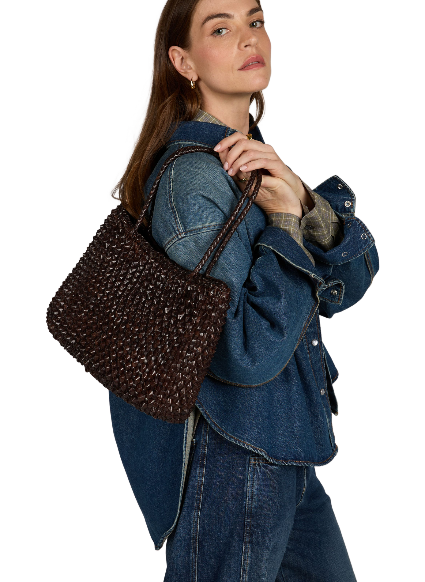 Sac cabas santa croce cactus en cuir  DRAGON DIFFUSION Marron