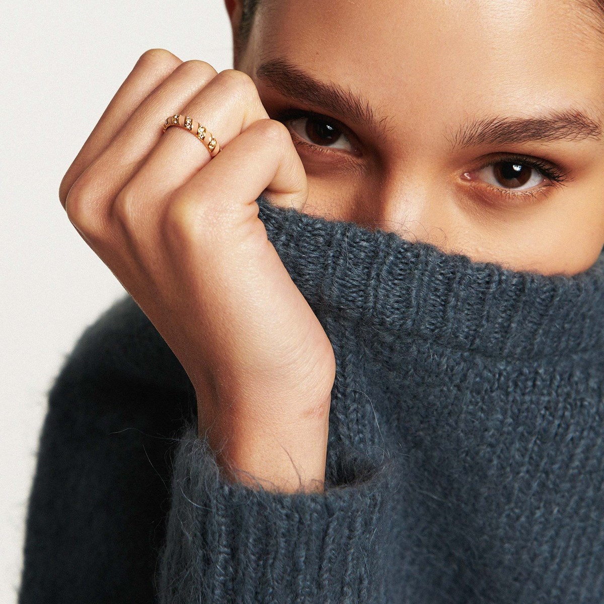 Bague avec email coloré et zircon en laiton doré azuria HIPANEMA Rose