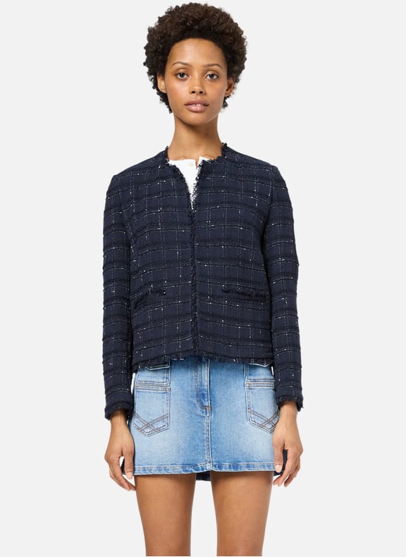 Veste en tweed à franges - rolande Bleu by GERARD DAREL GERARD DAREL Veste en tweed à franges - rolande Bleu