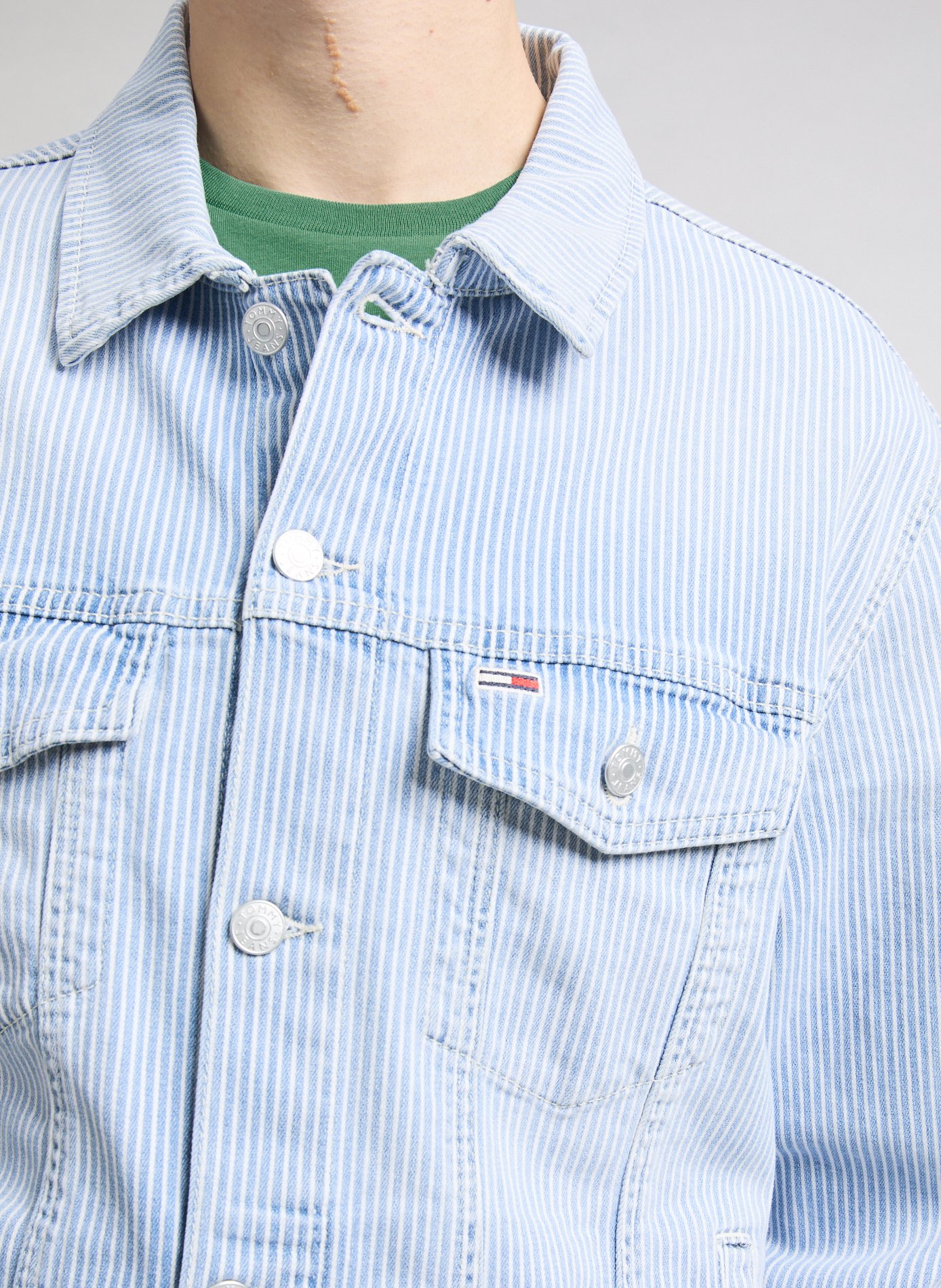 Striped denim jacket TOMMY HILFIGER Blue