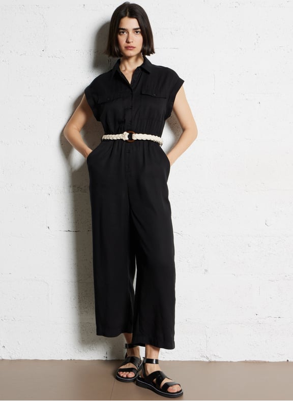 Combinaison large col chemise leslie Noir by MAISON 123 MAISON 123 Combinaison large col chemise leslie Noir