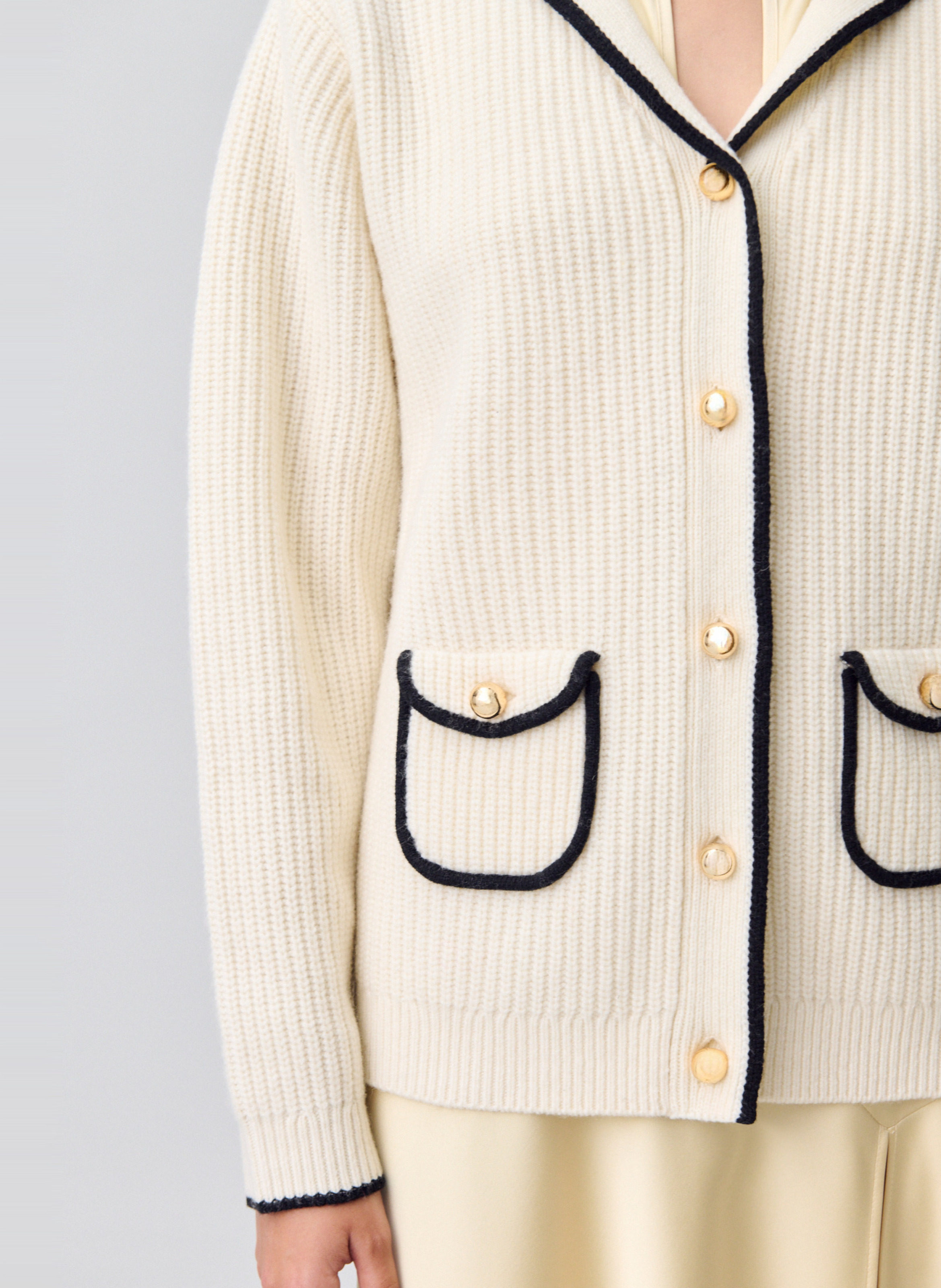 Cardigan boutonné en laine mélangée CLAUDIE PIERLOT Blanc