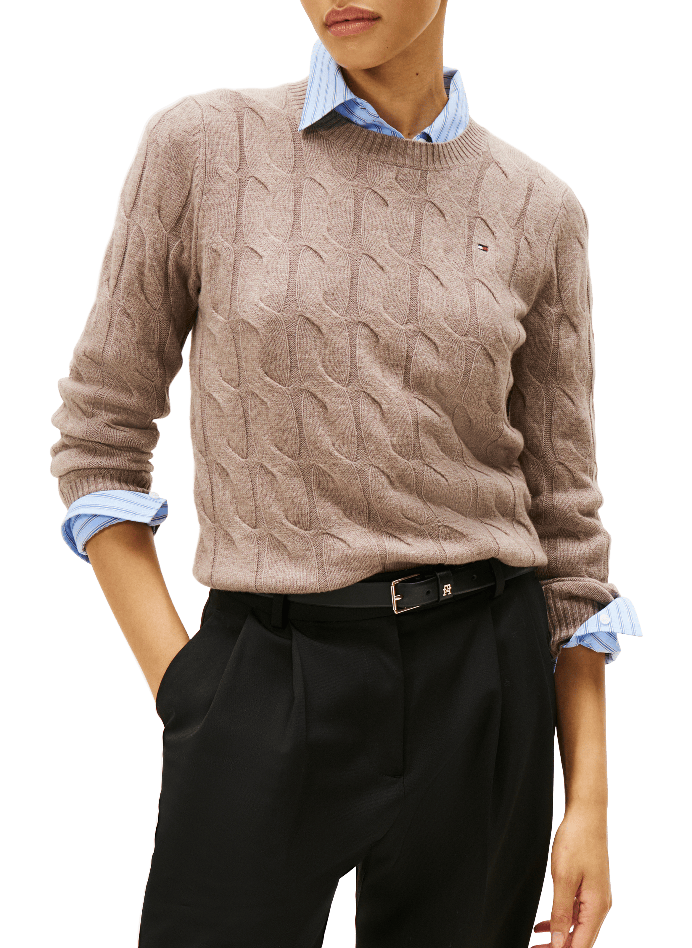 TOMMY HILFIGER Cable-knit wool jumper Grey