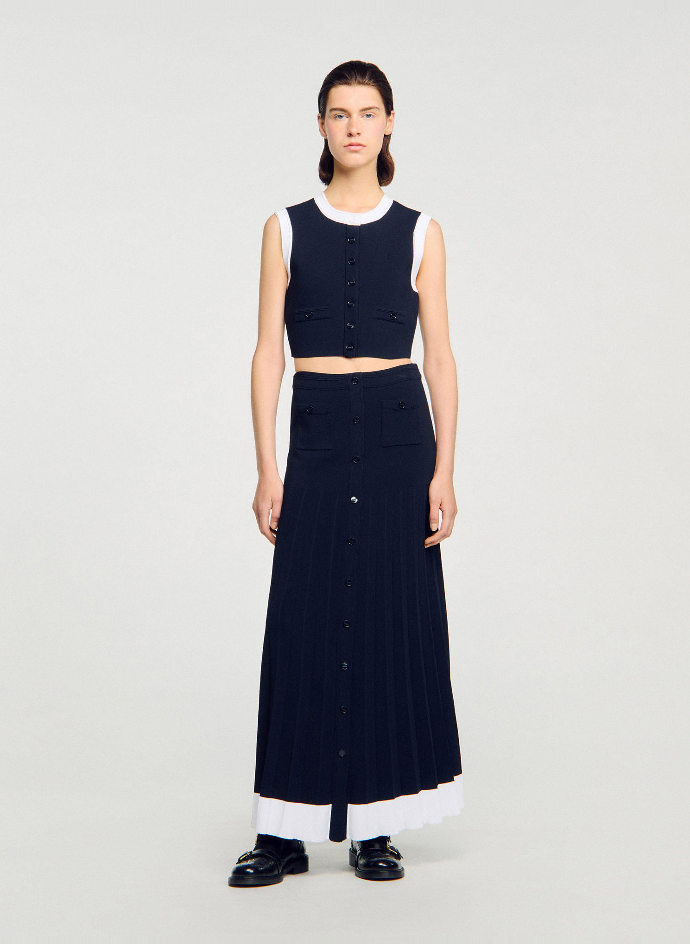 Jupe longue lissée SANDRO Bleu