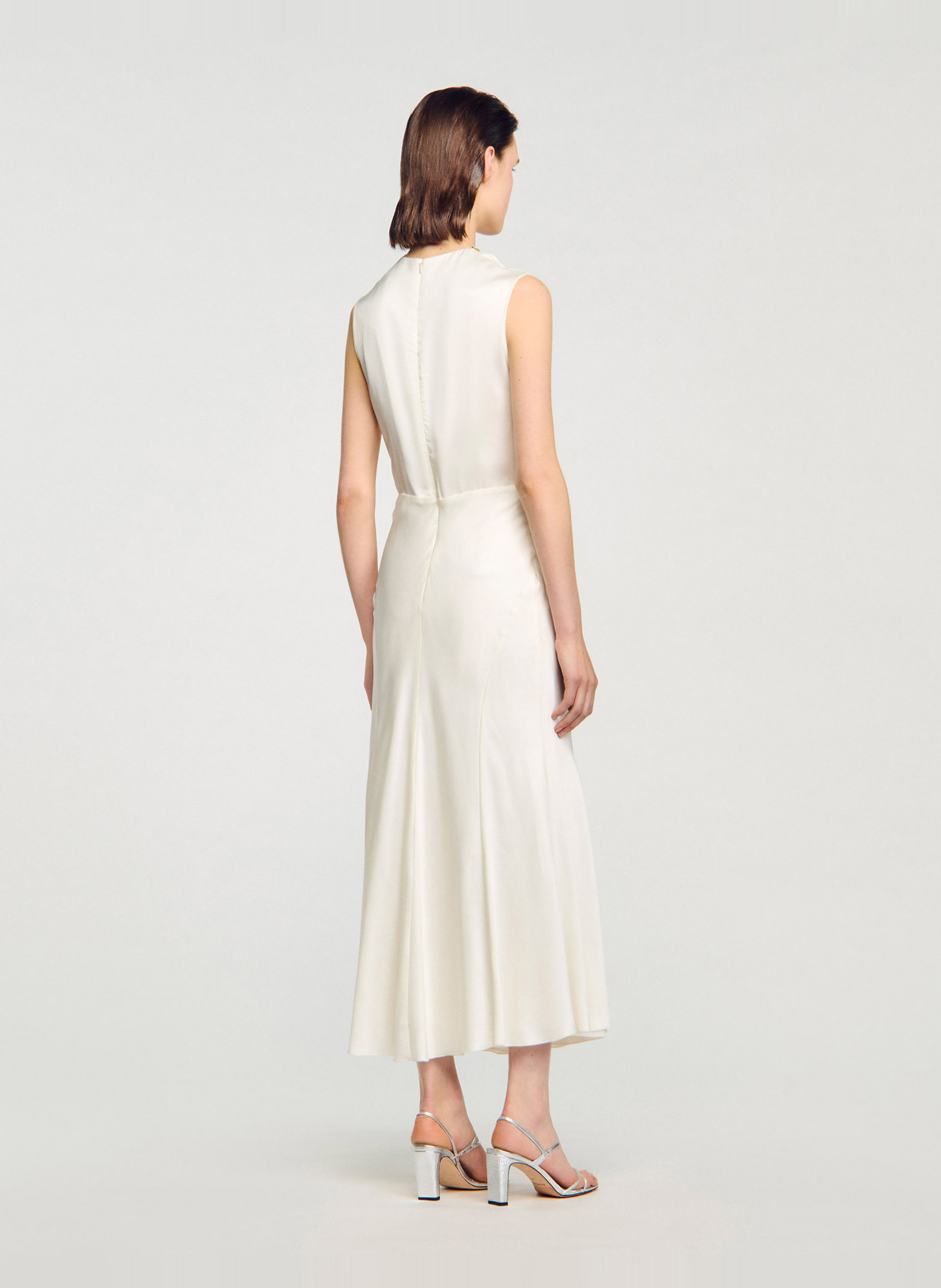 Robe longue satinée SANDRO Blanc