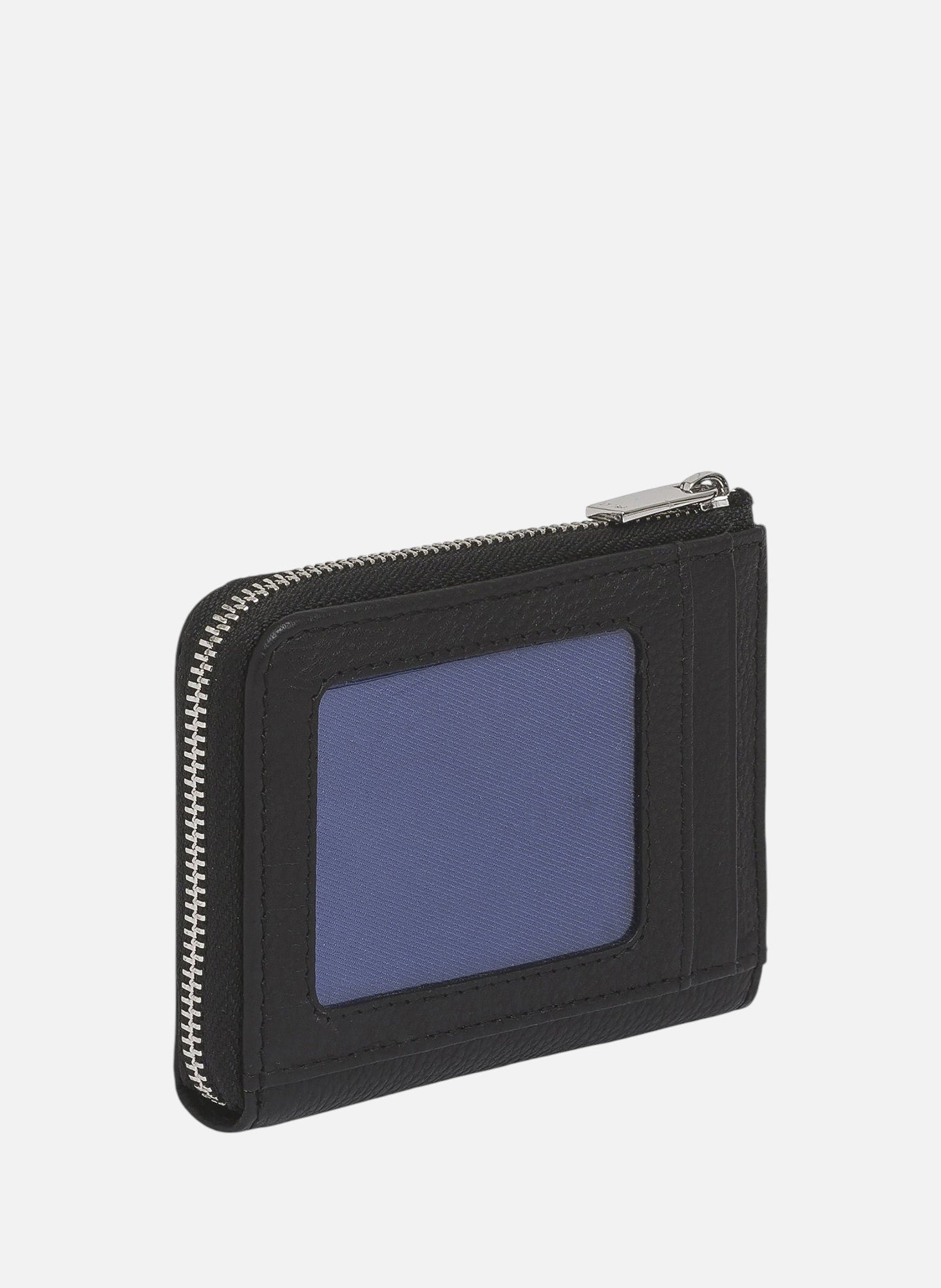 Porte monnaie zip en l charles en cuir grainé Noir