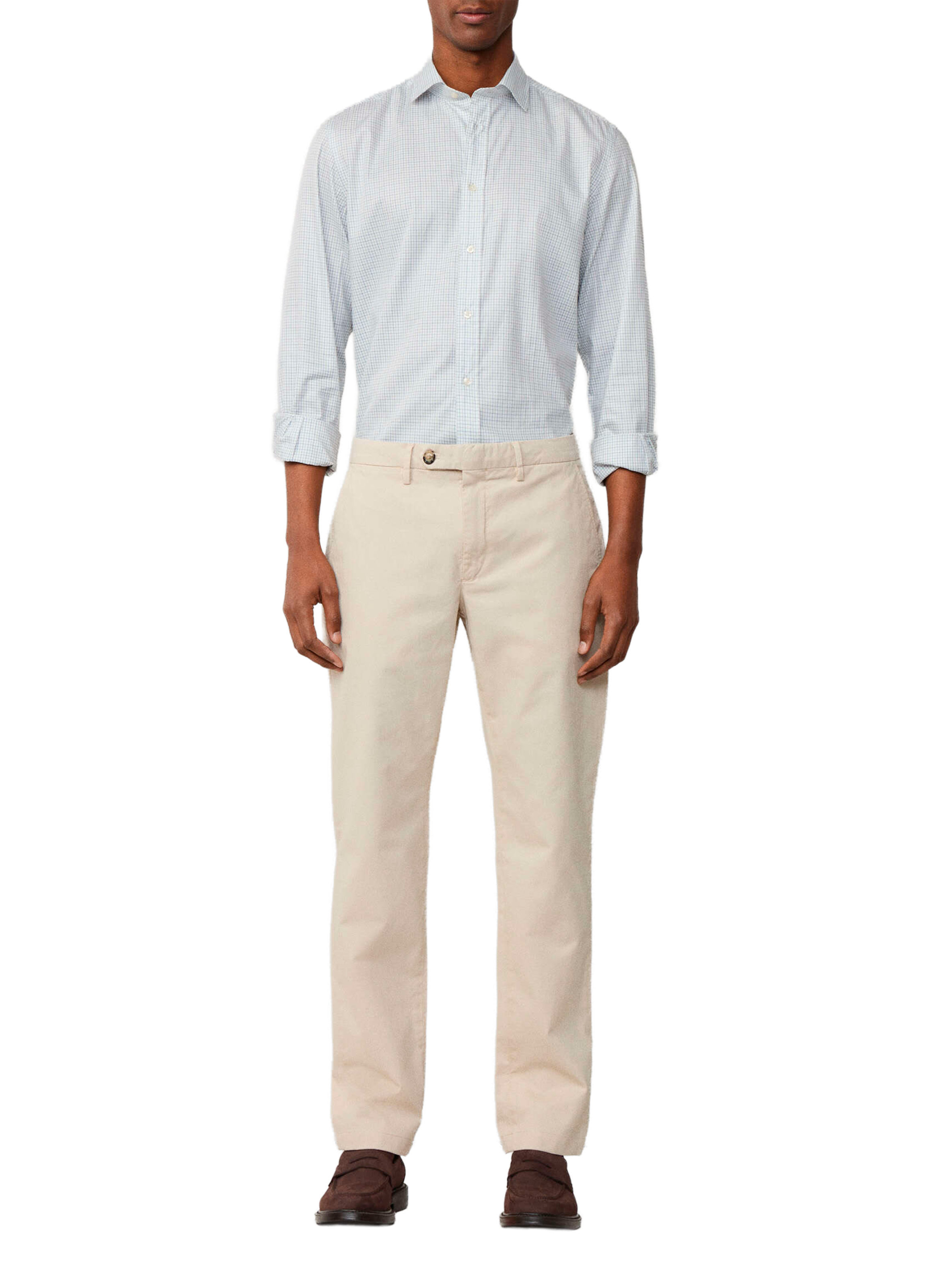 Cotton and linen chino trousers FACONNABLE Beige