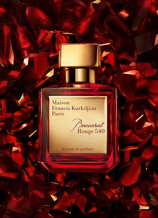 parfum Baccarat Rouge 540, Francis Kurkdjian eau de parfum, parfum rouge luxe 2025, extrait de parfum Baccarat, parfum ambré jasmin boisé