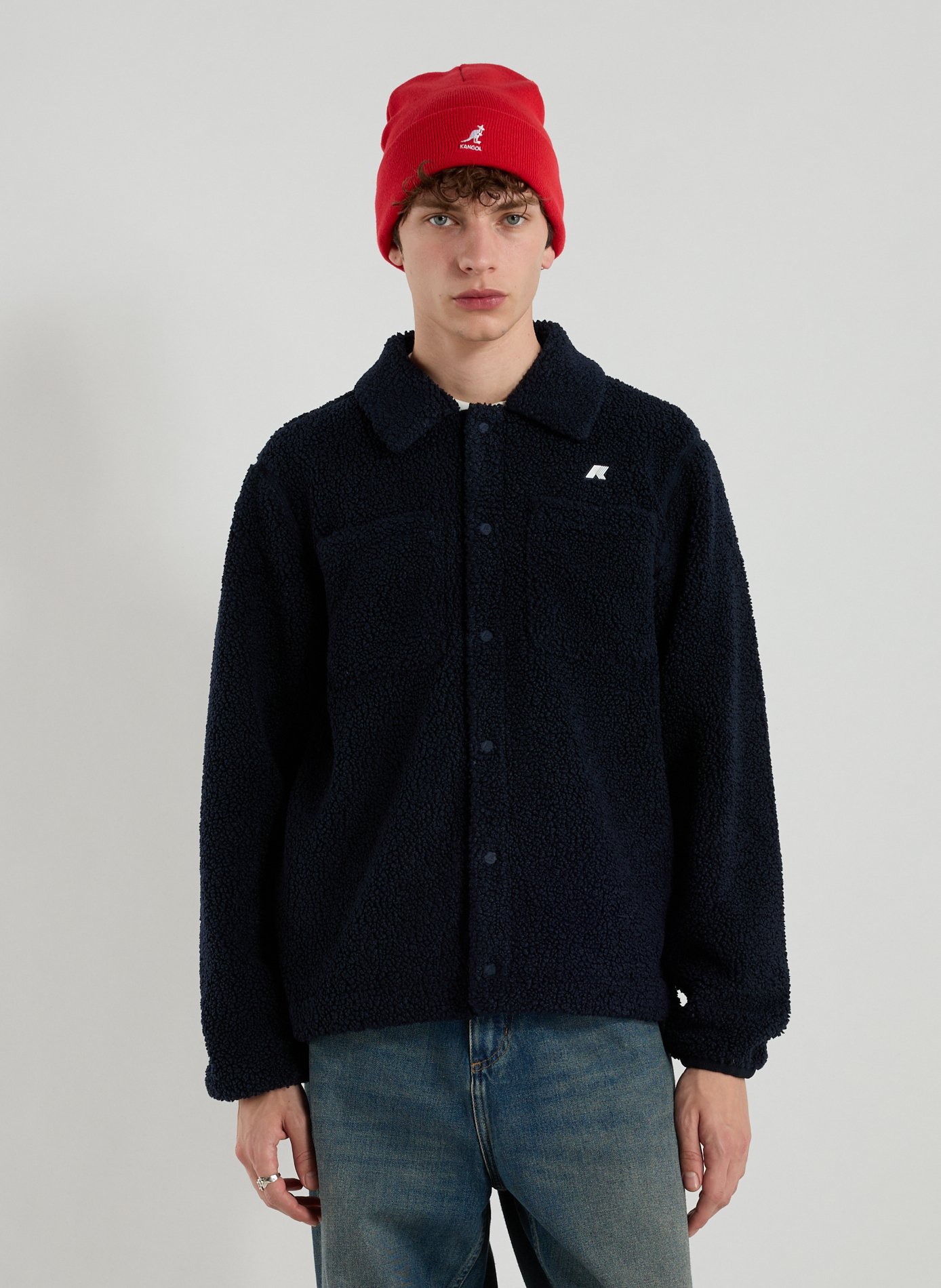 Shearling Classic Collar Overshirt K-WAY Blue