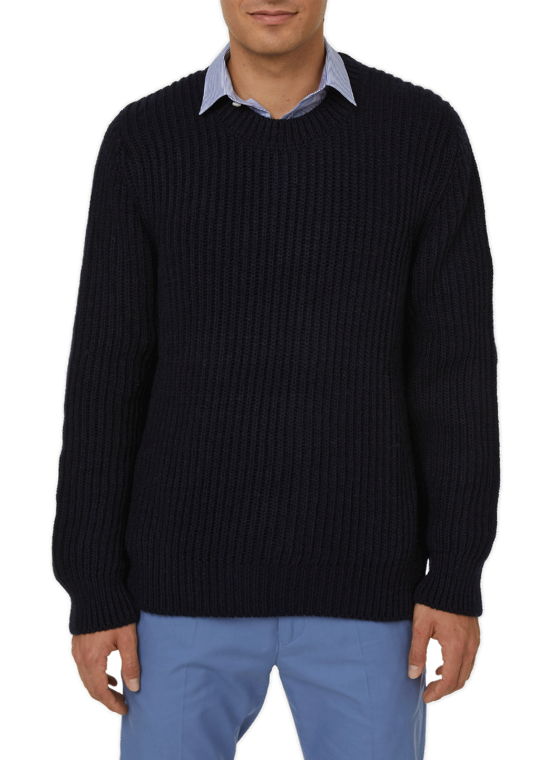 AU PRINTEMPS PARIS Pull en maille en laine mélangé Bleu