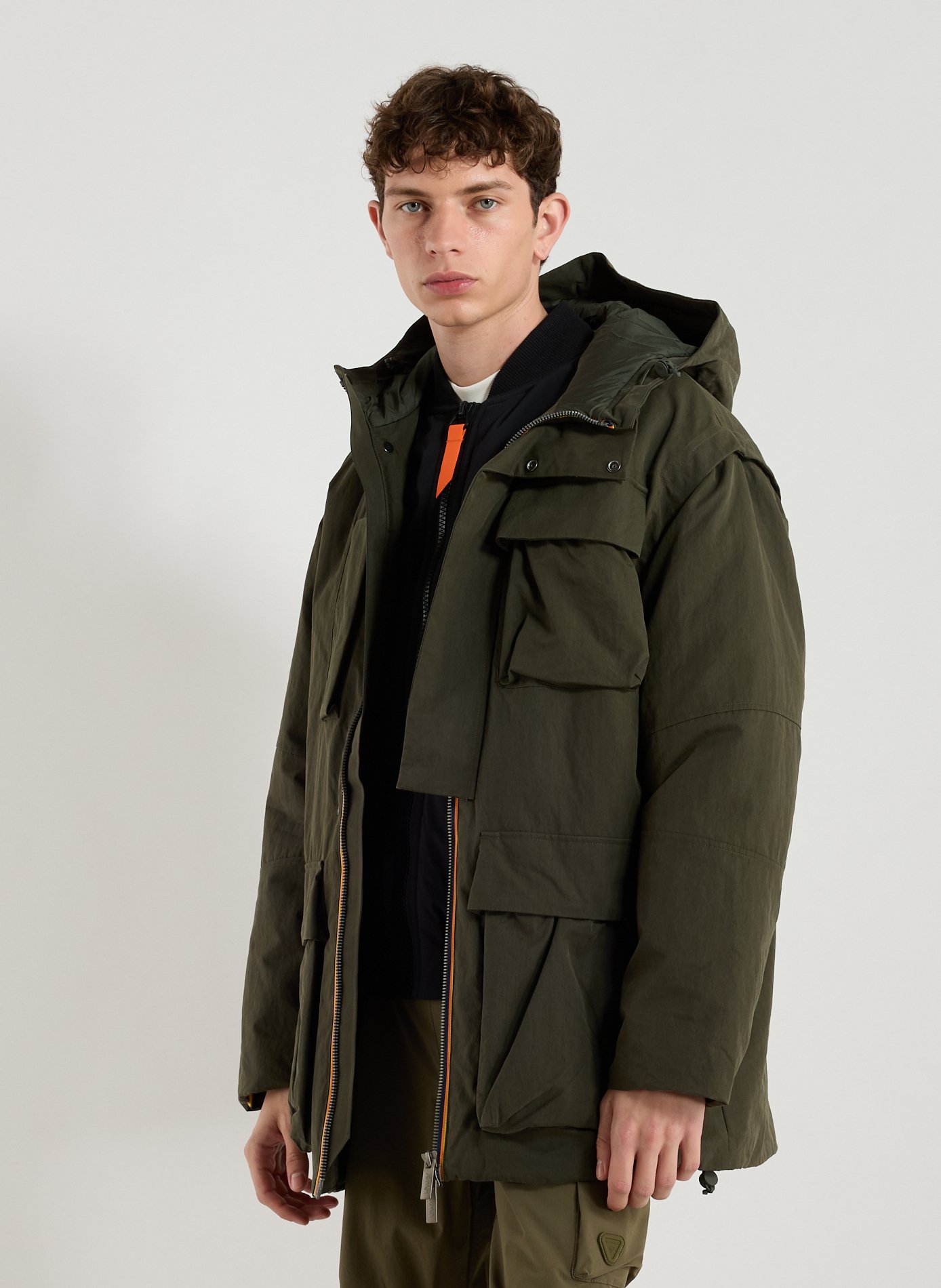 K-WAY Mid-length Guillermo Parka Khaki