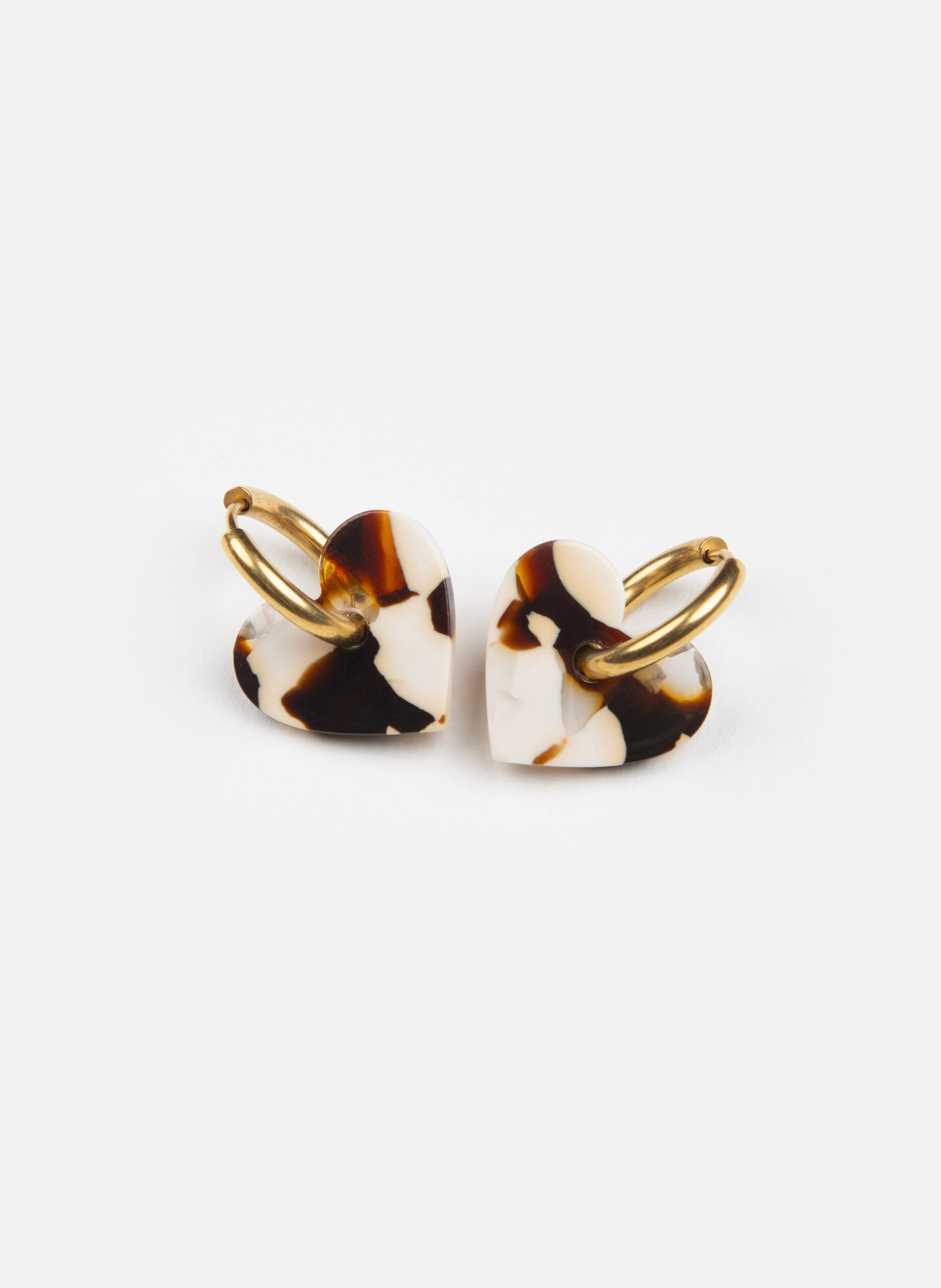 Boucles d'oreilles lova lova avec anneaux en acier inoxydable doré KURAGE GINZA Marron