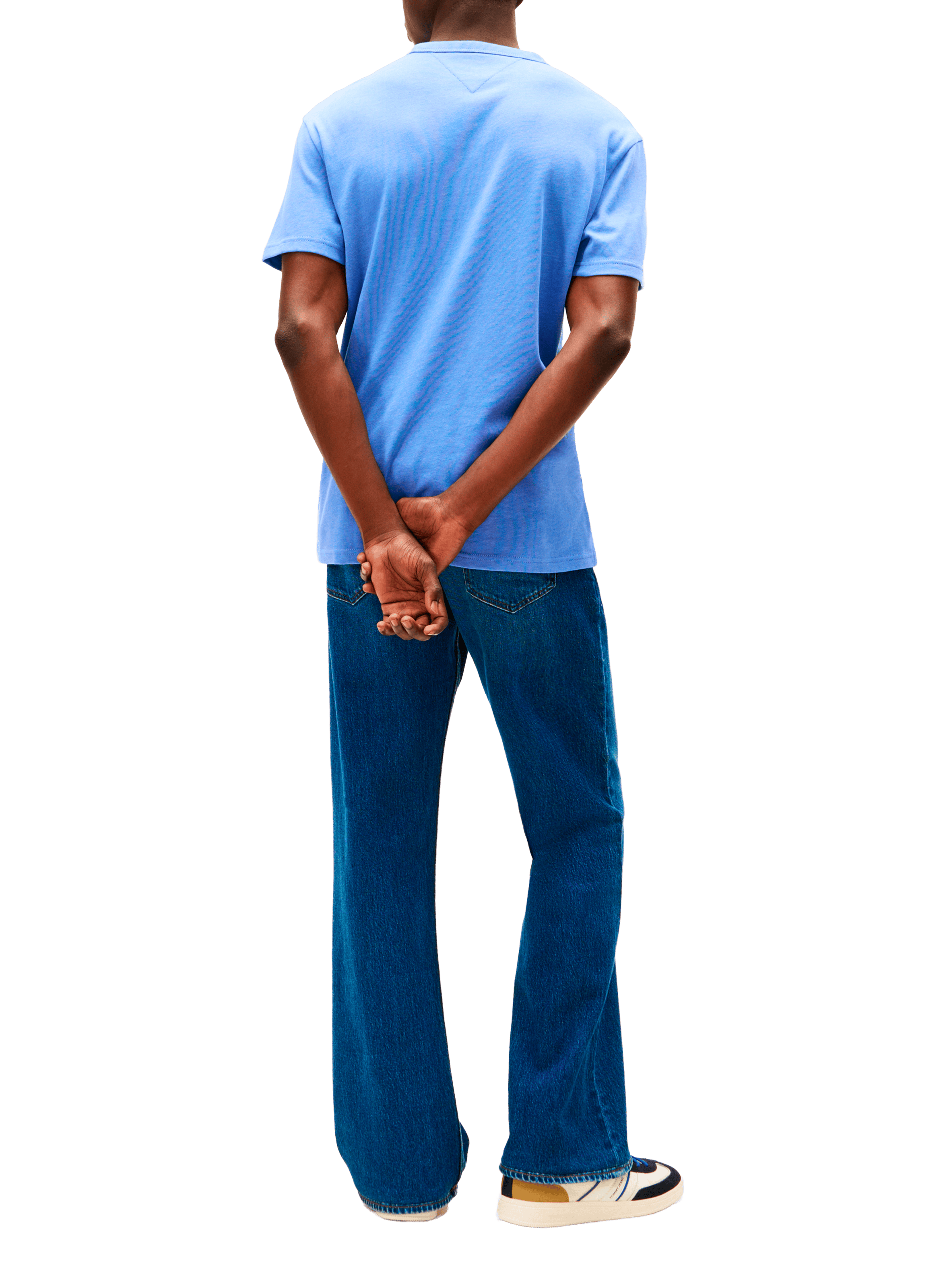 Round neck short sleeve t-shirt with embroidered logo TOMMY HILFIGER Blue