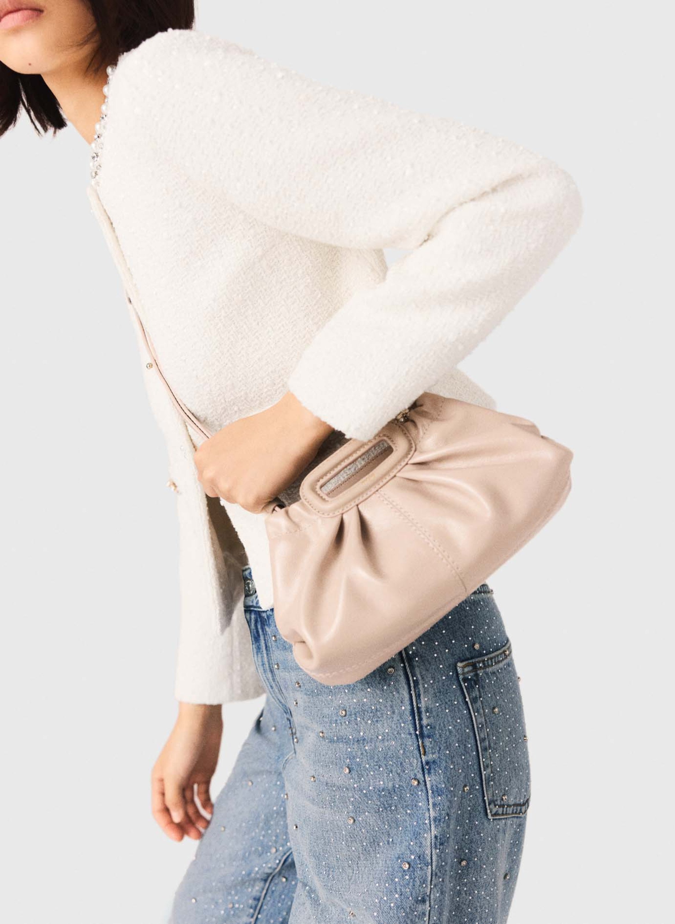 Pochette en cuir MAJE Beige