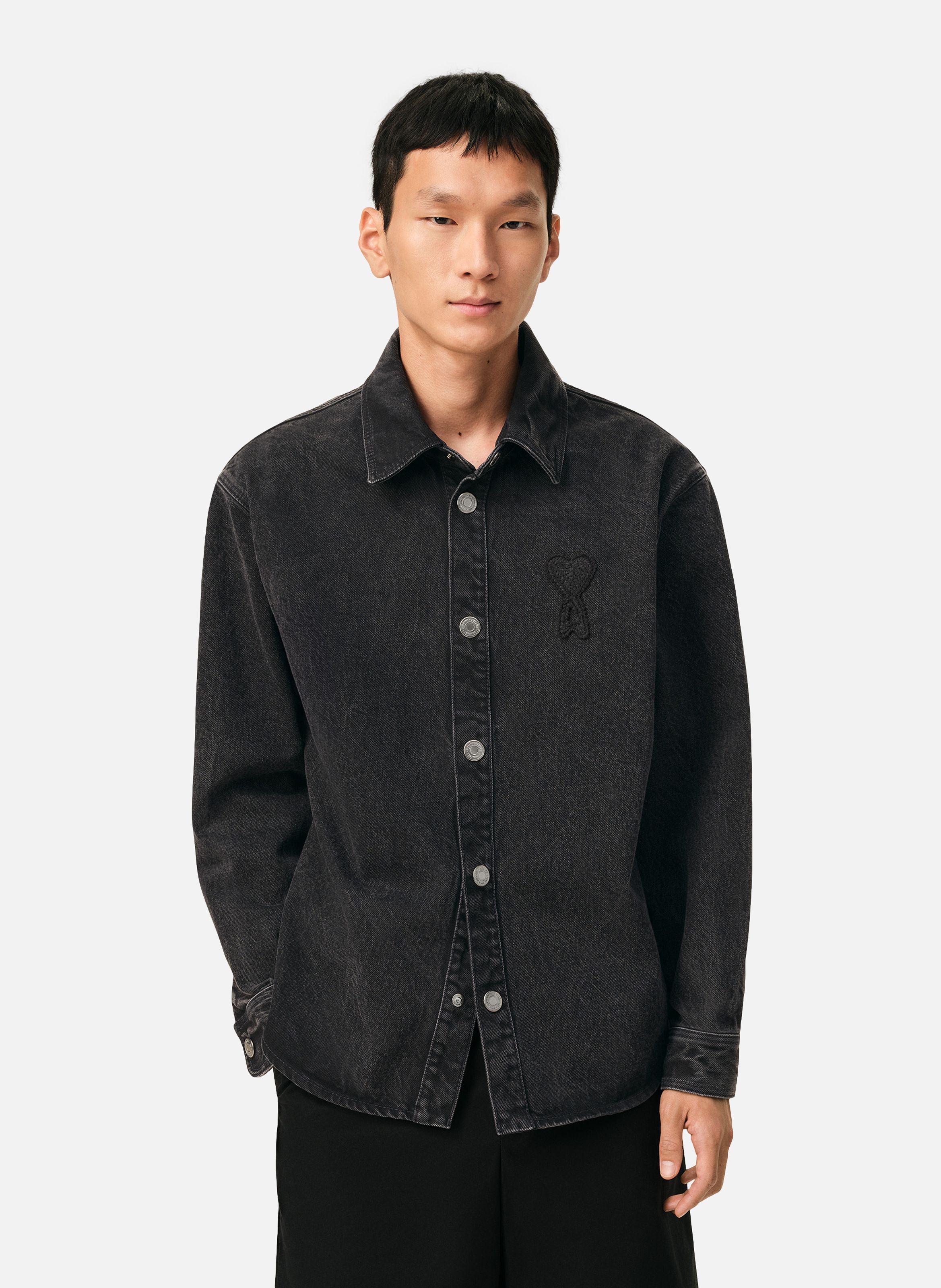 Surchemise ami de coeur en crochet unisexe en coton AMI PARIS Noir