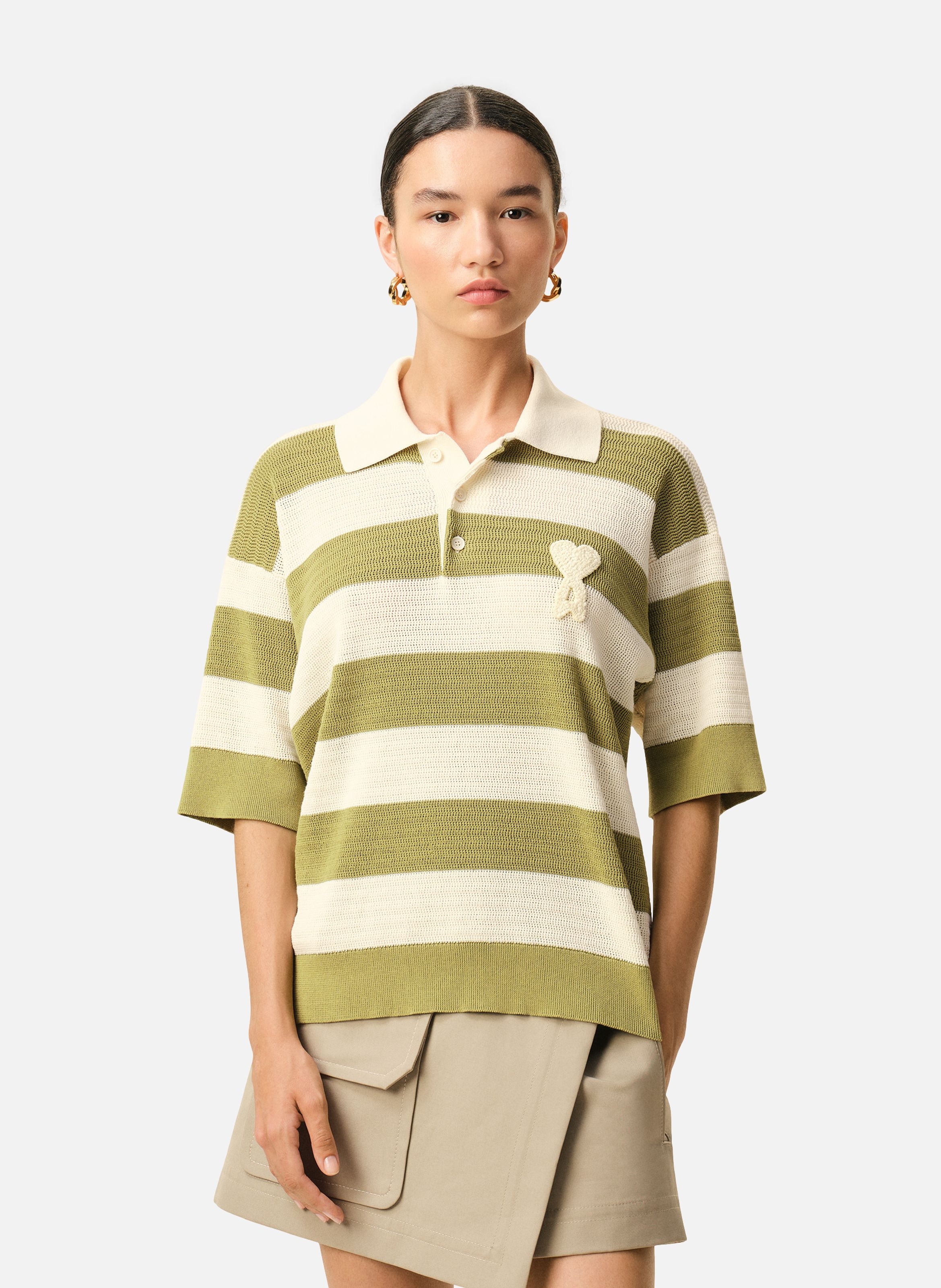 Polo manches courtes avec patch ami de coeur AMI PARIS Blanc