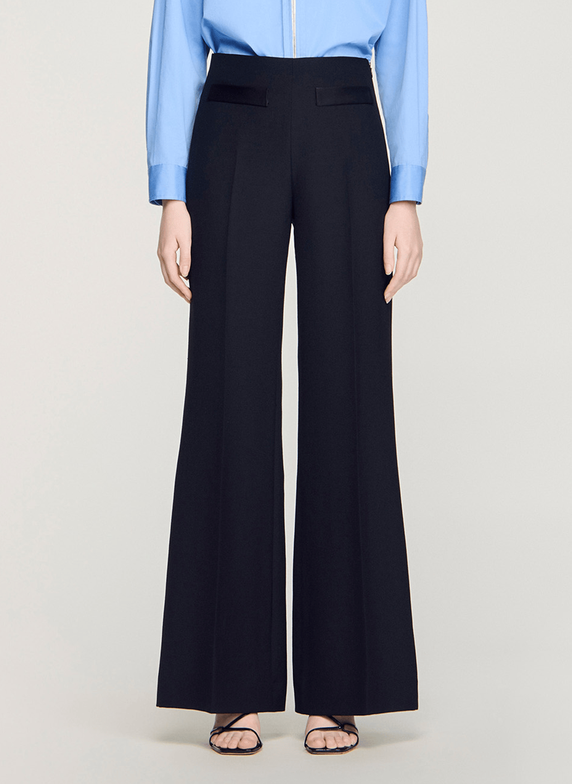 Pantalon évasé taille haute SANDRO Noir