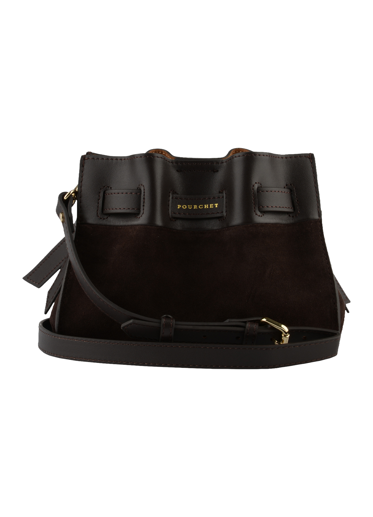 Blossom daim | sac porté travers pm POURCHET Marron