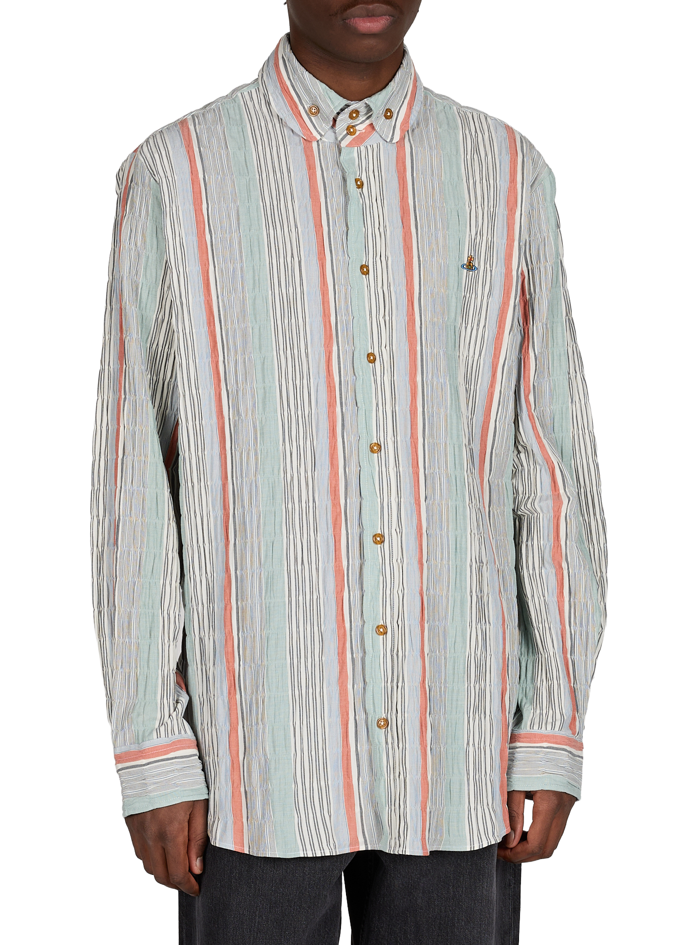 Shirt with American collar in striped blended cotton VIVIENNE WESTWOOD Multicolour