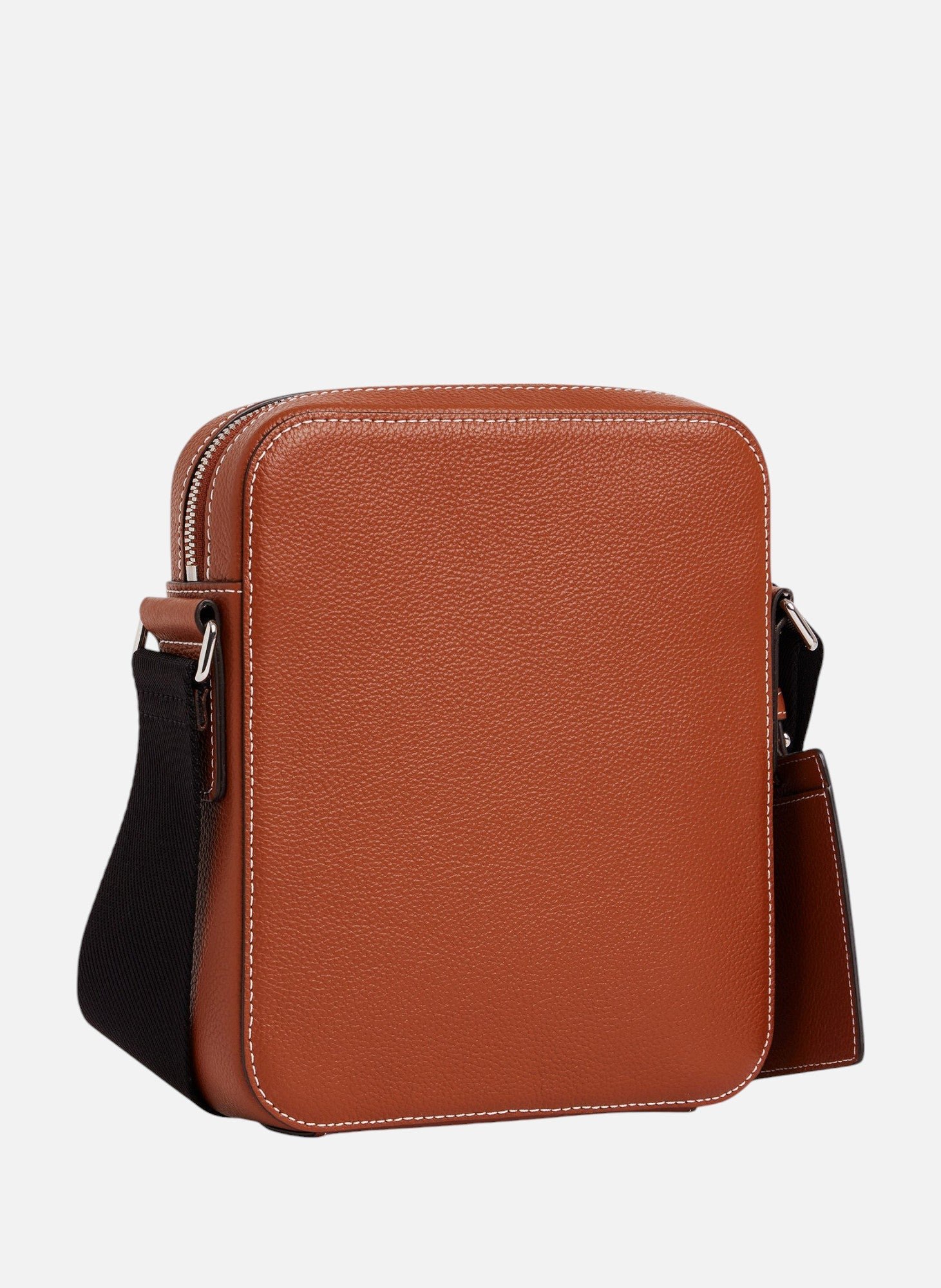 Petite sacoche zippée emile en cuir grainé LE TANNEUR Marron