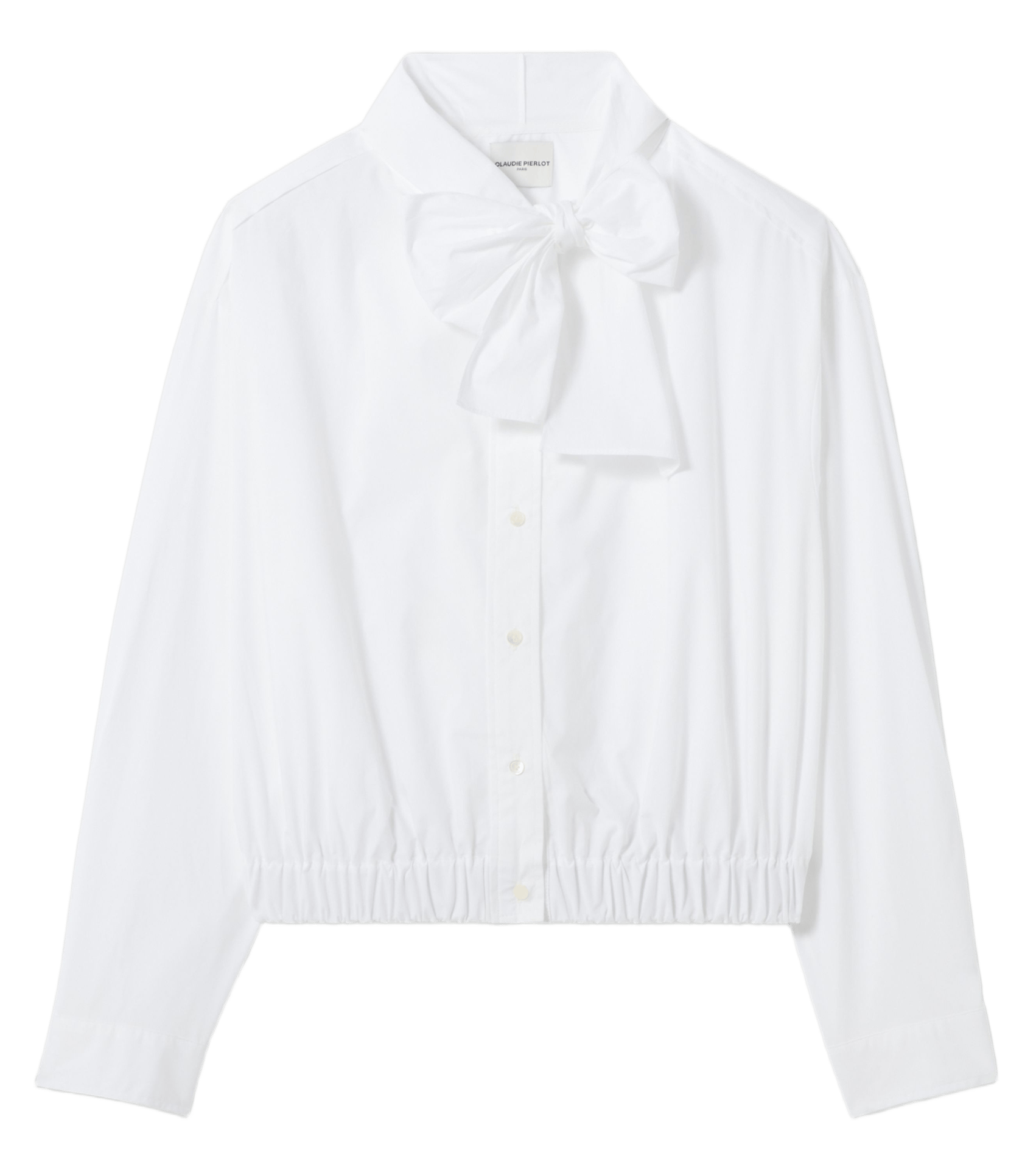 Chemise droite col lavallière en coton CLAUDIE PIERLOT Blanc