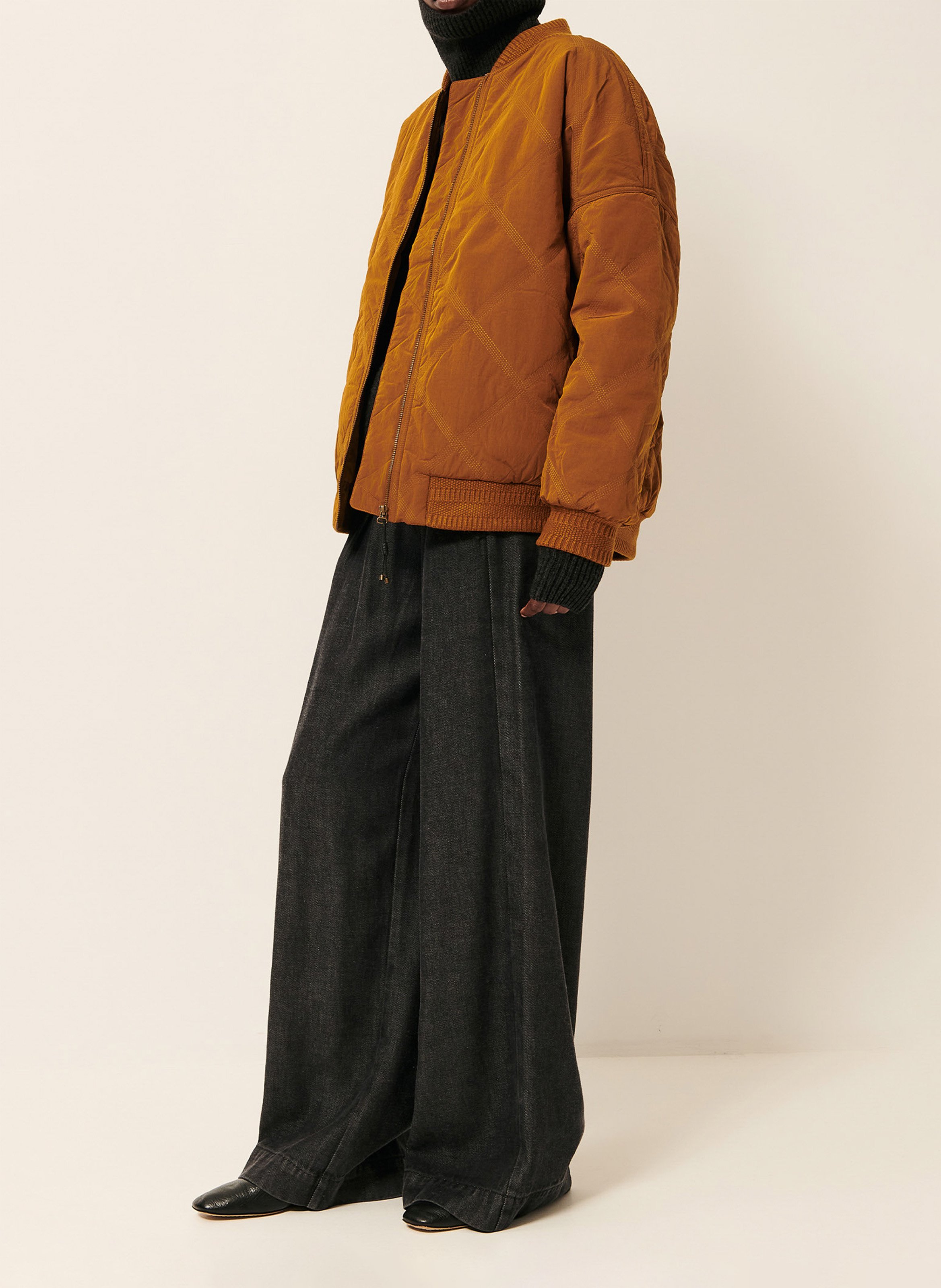 Blouson col teddy oversize matelassé coal river SESSUN Marron