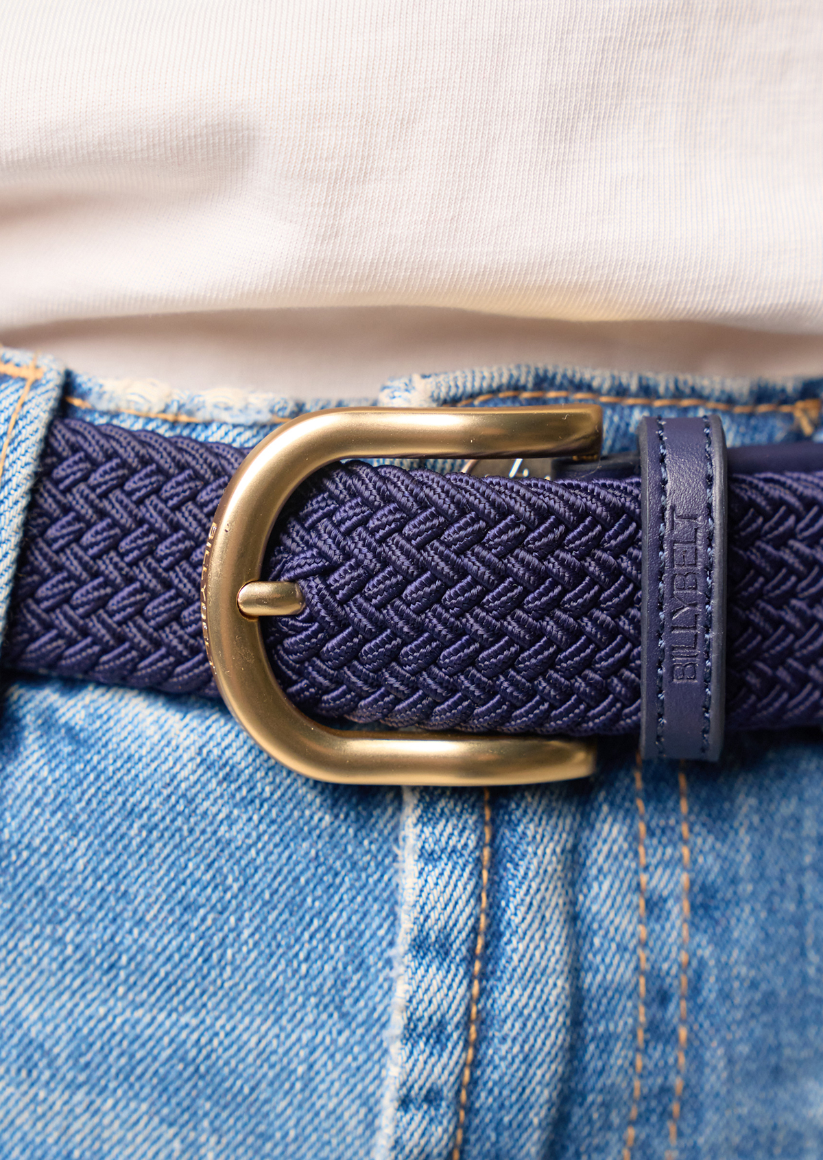 Ceinture tressée élastique unie BILLYBELT Bleu