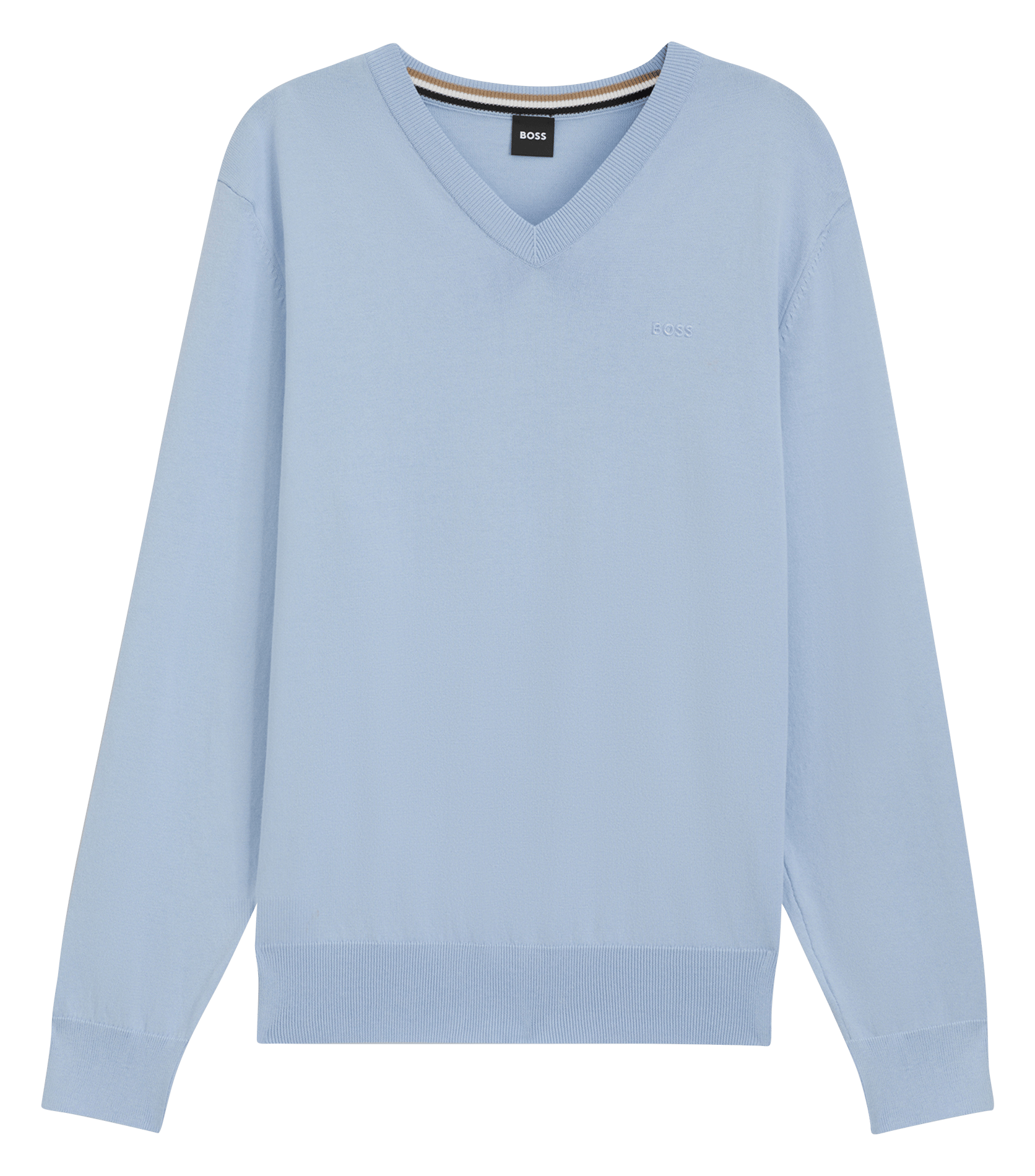 Pull col v en coton BOSS Bleu