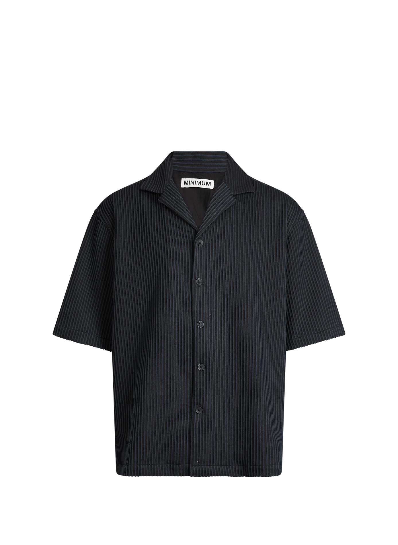 Straight textured shirt with short sleeves MINIMUM Black